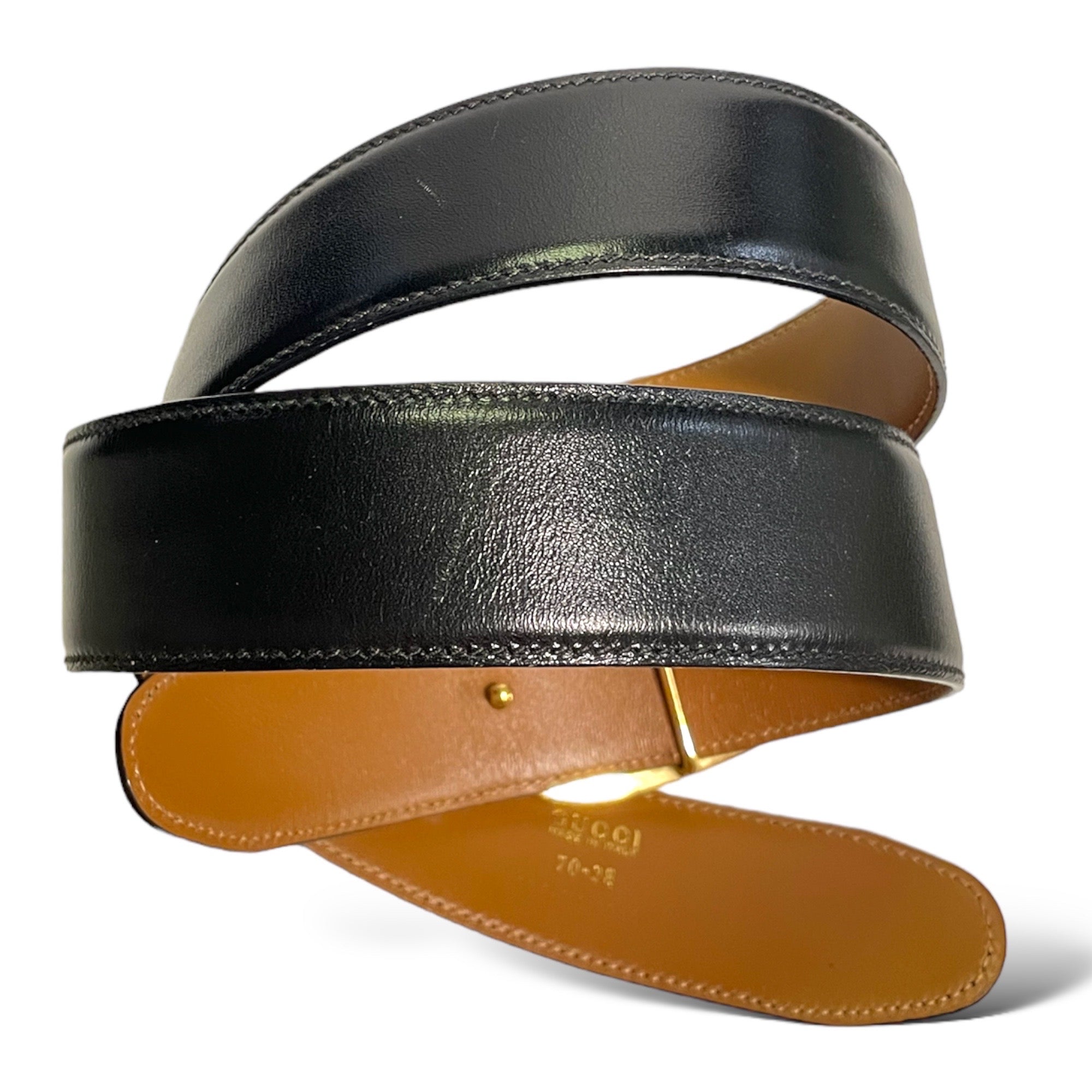 GUCCI Vintage Leather Belt with Removable Gold-Tone G Buckle |Size: 70/28|