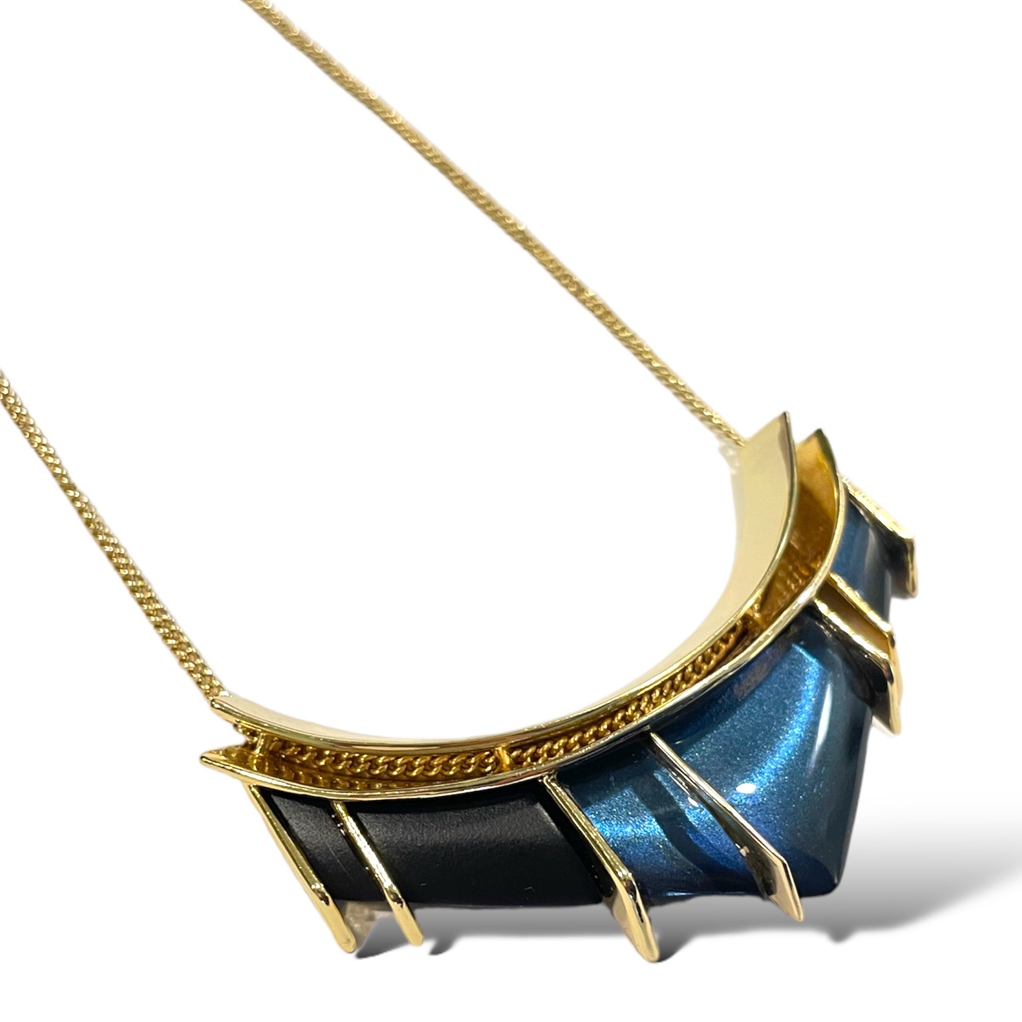 ALEXIS BITTAR Long Gold Tone & Pendant Statement Necklace