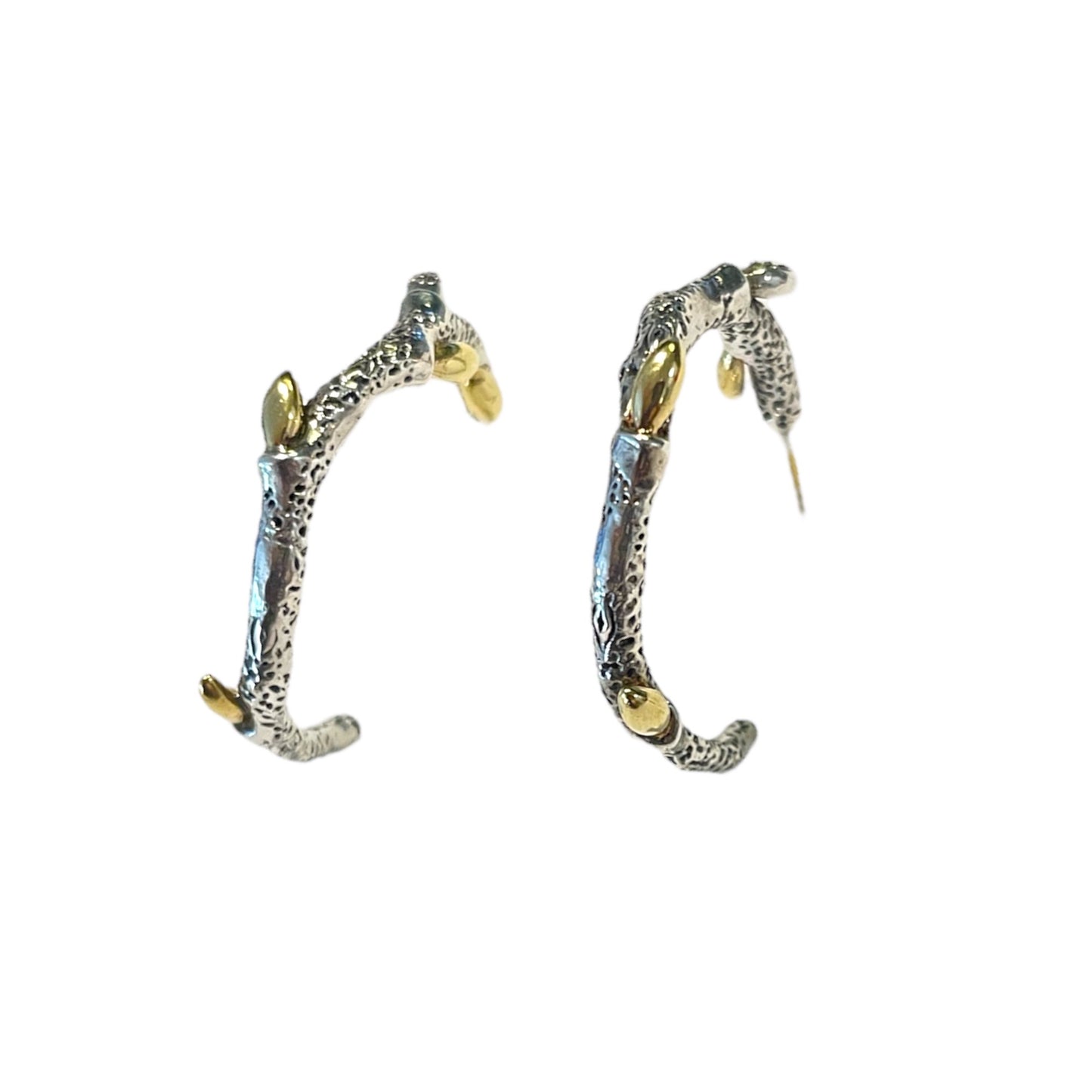 Stephen Dweck Vine Hoop Earrings, 18k YG, .925 & Dweck Diamonds