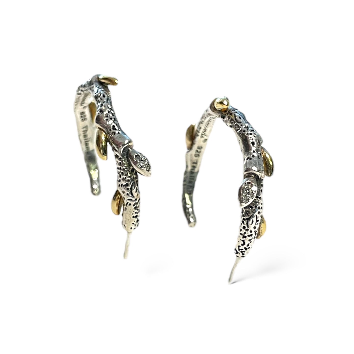 Stephen Dweck Vine Hoop Earrings, 18k YG, .925 & Dweck Diamonds