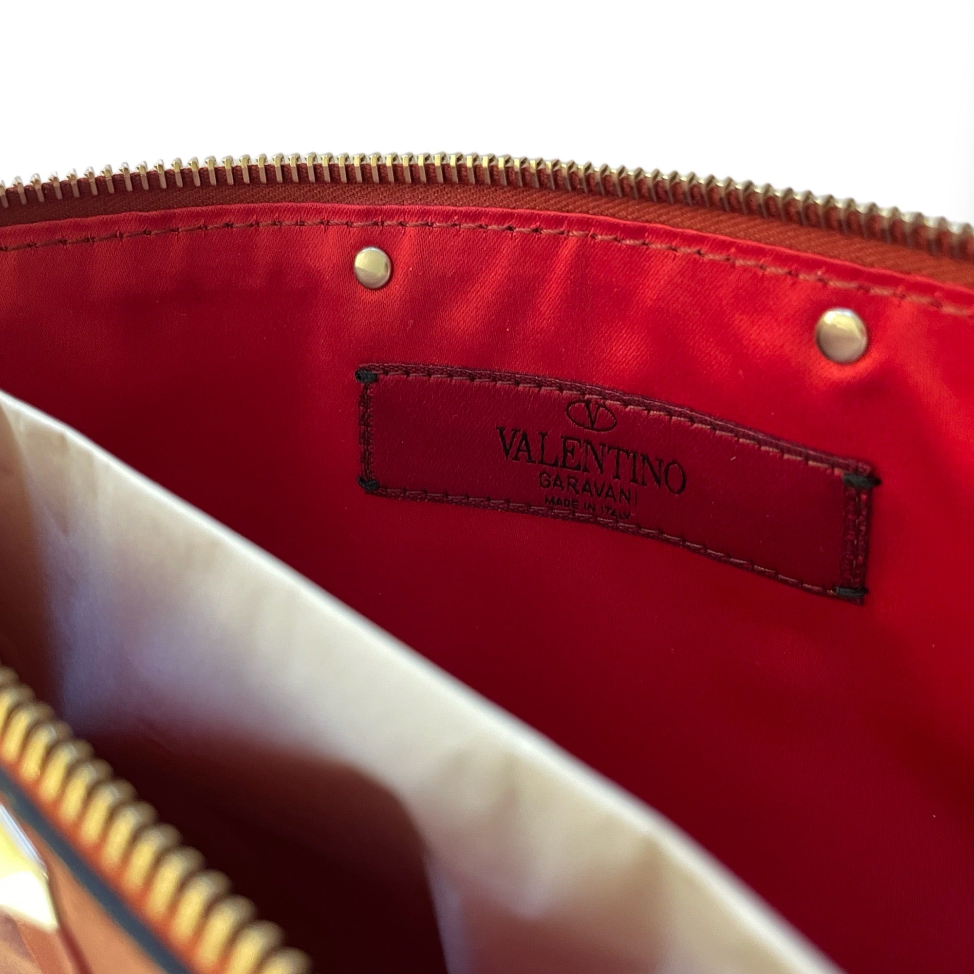 VALENTINO GARAVANI Red Quilted Leather with Gold Stud Accents Clutch NWT