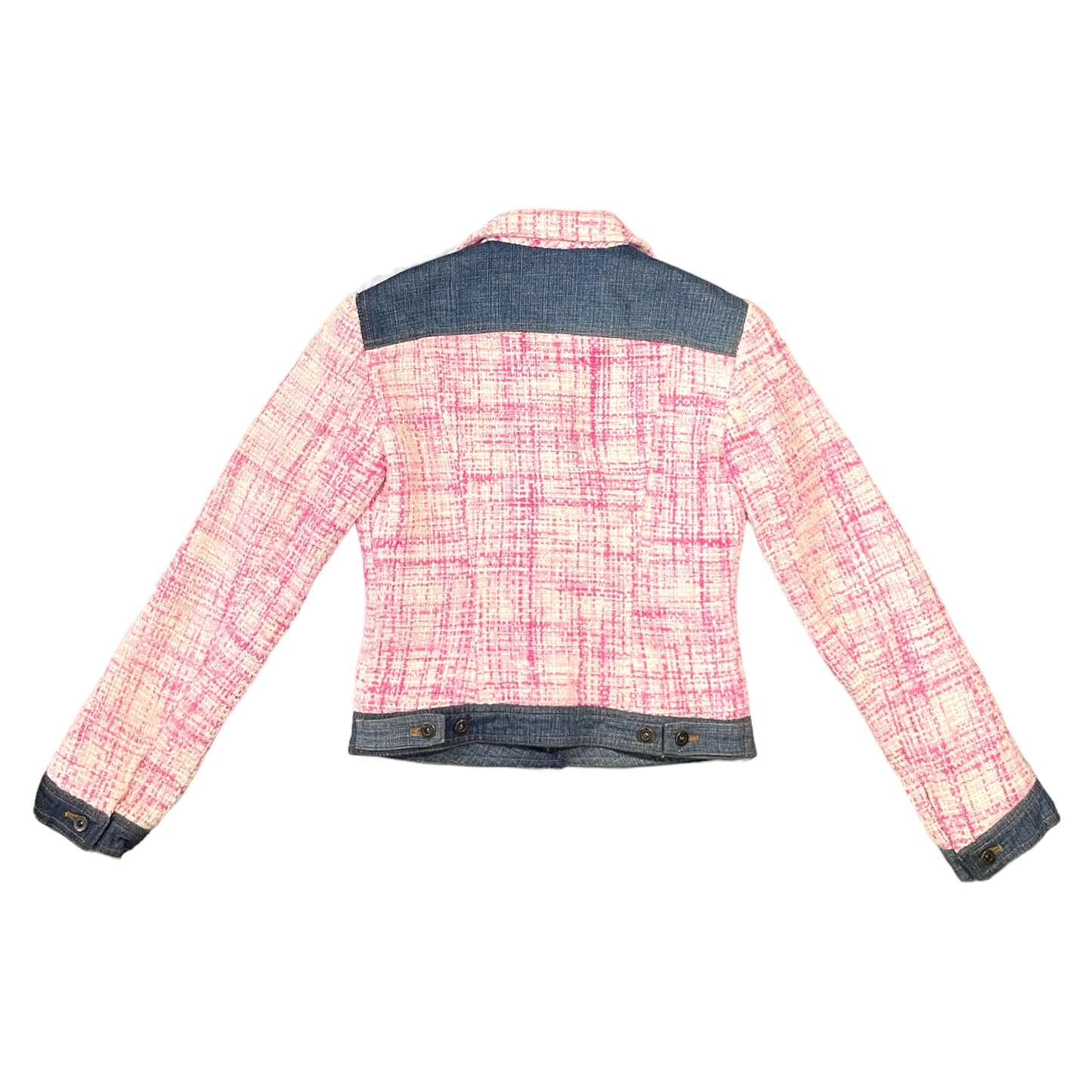 DOLCE & GABBANA Pink Tweed & Denim Fitted Jacket | Size: 38 |