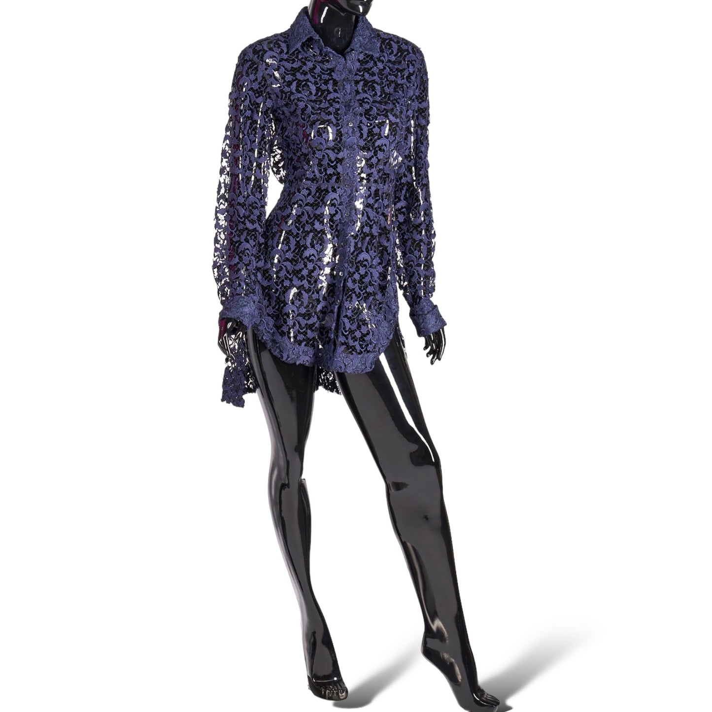AZZEDINE ALAÏA Long Sleeve Peplum Back Lace Blouse               |Size:42|