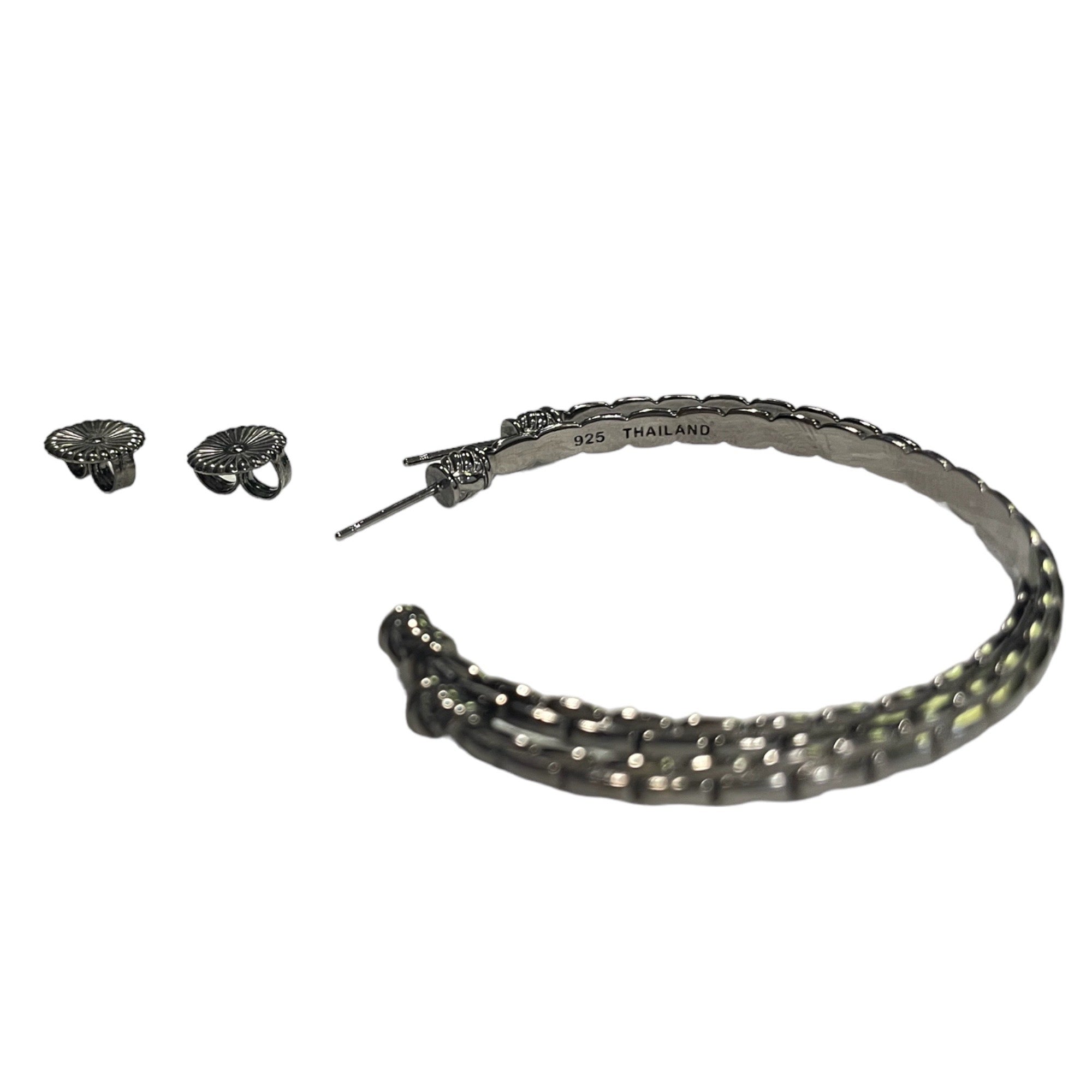 JOHN HARDY x JAI .925 Pewter Tone Large Hoop Earrings