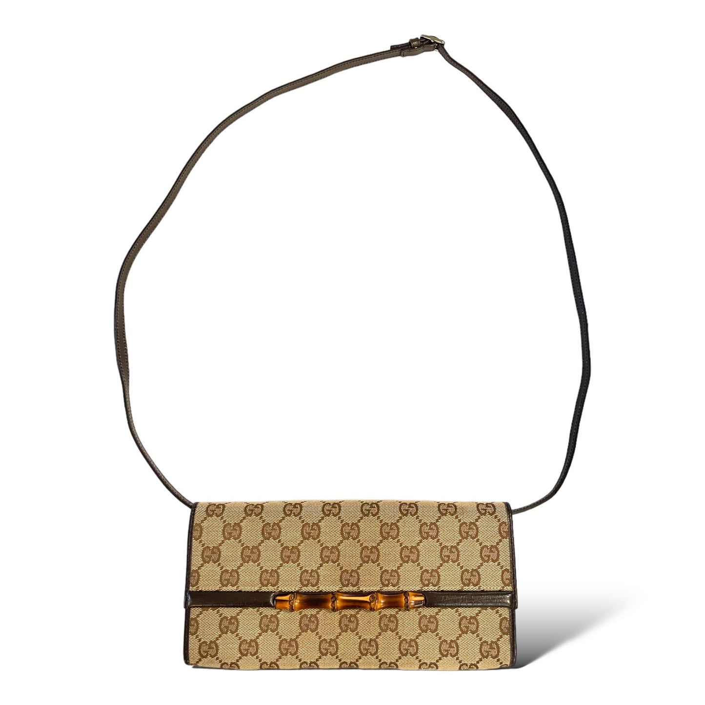 GUCCI GG Canvas Bamboo Bar Clutch/ Waist bag/ Sling Bag