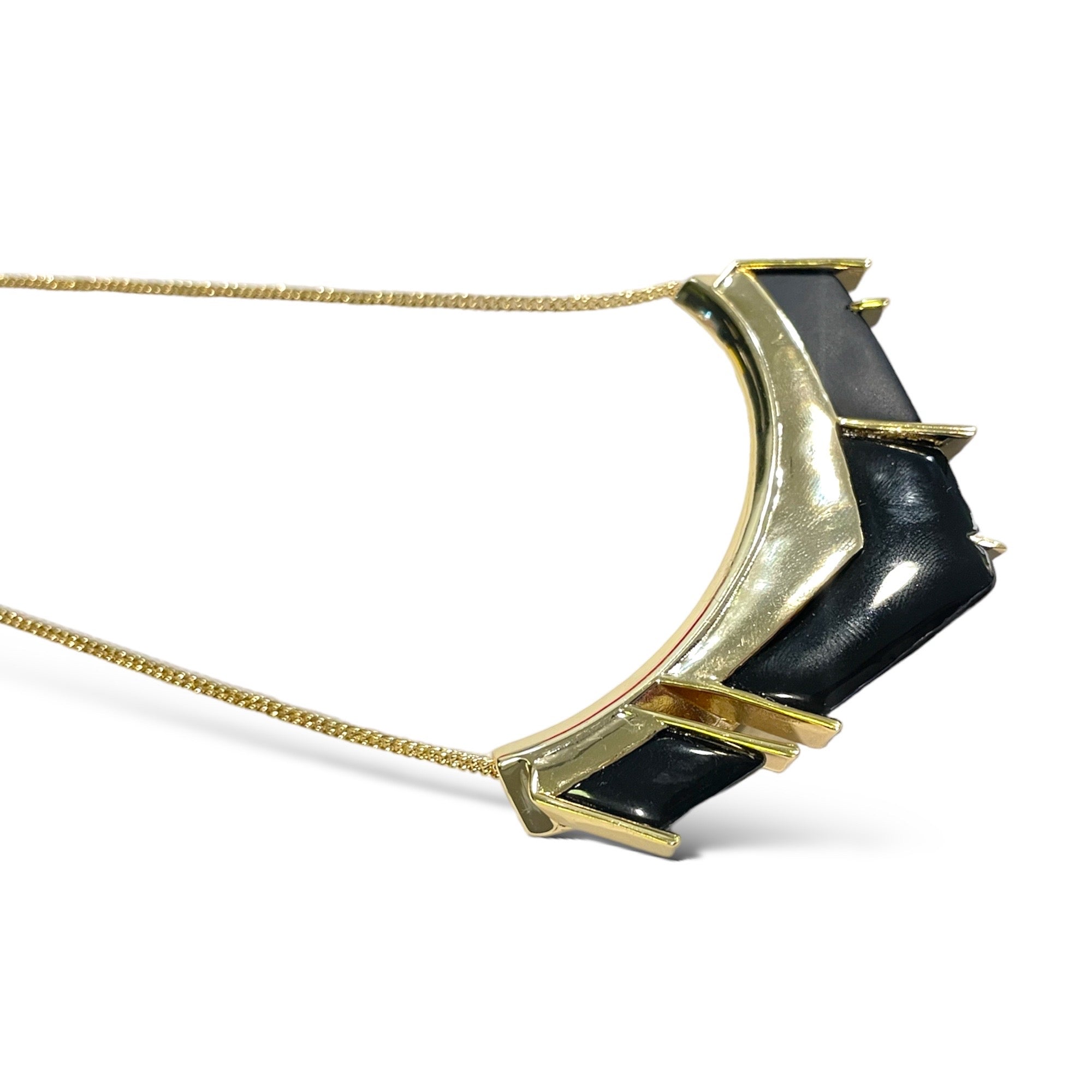 ALEXIS BITTAR Long Gold Tone & Pendant Statement Necklace