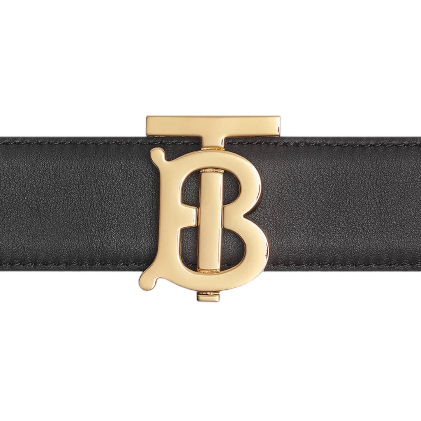 Burberry Gold-Tone TB Logo Buckle Reversible Black/Brown Leather Belt (SMALL)