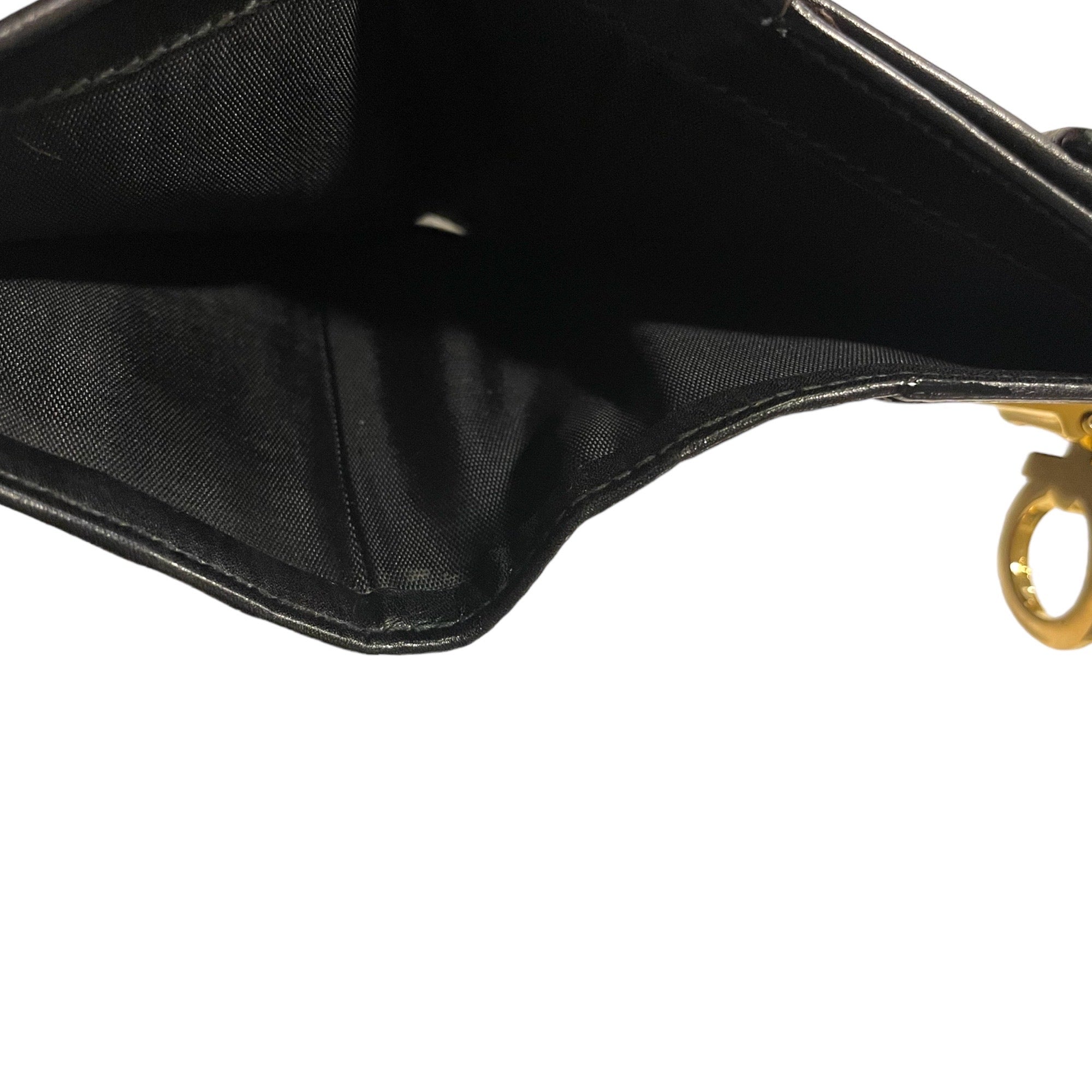 SALVATORE FERRAGAMO Vintage Leather Bi-Fold Wallet with Gold Logo Clasp