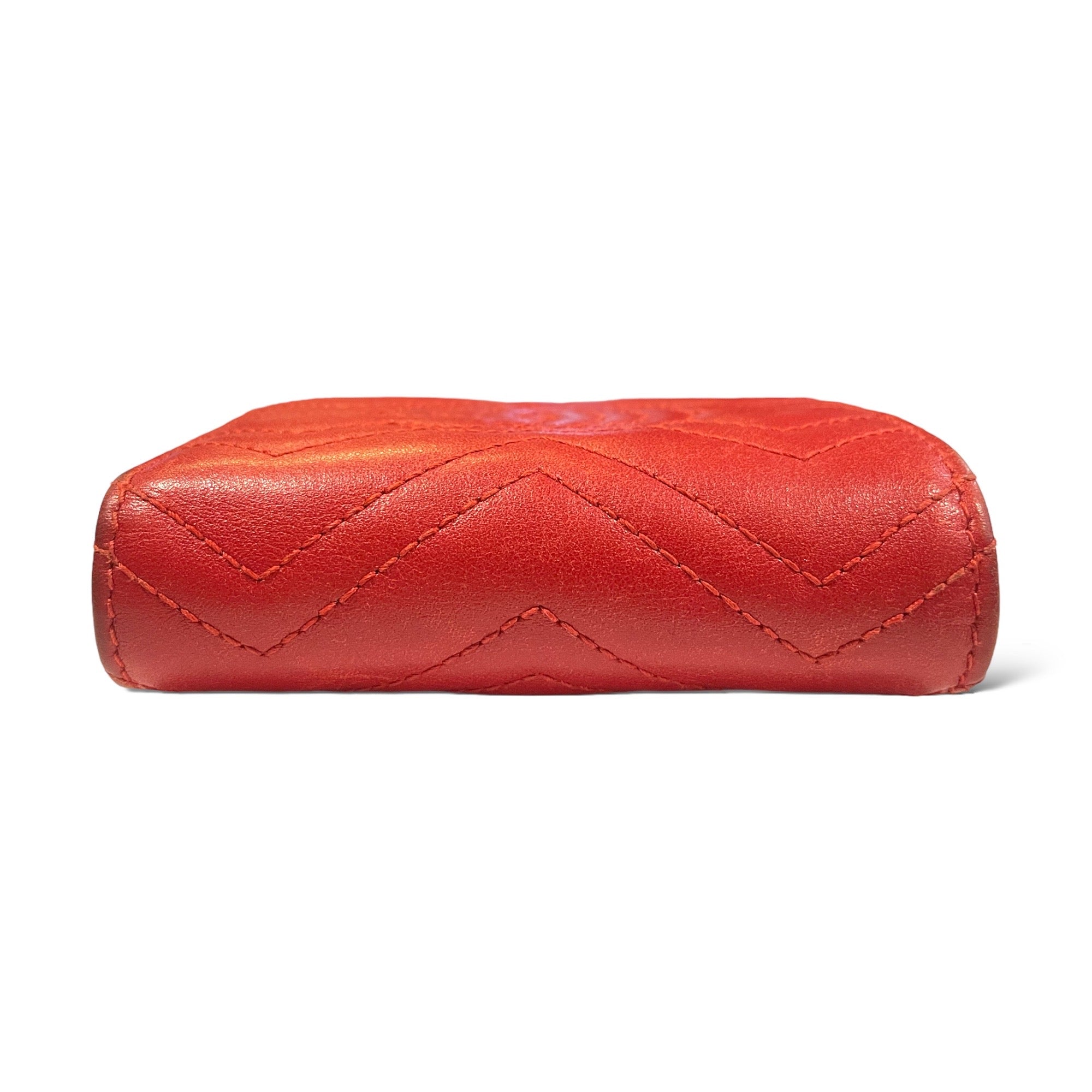 GUCCI GG MARMONT RED MATELASSÉ LEATHER CARD CASE WALLET