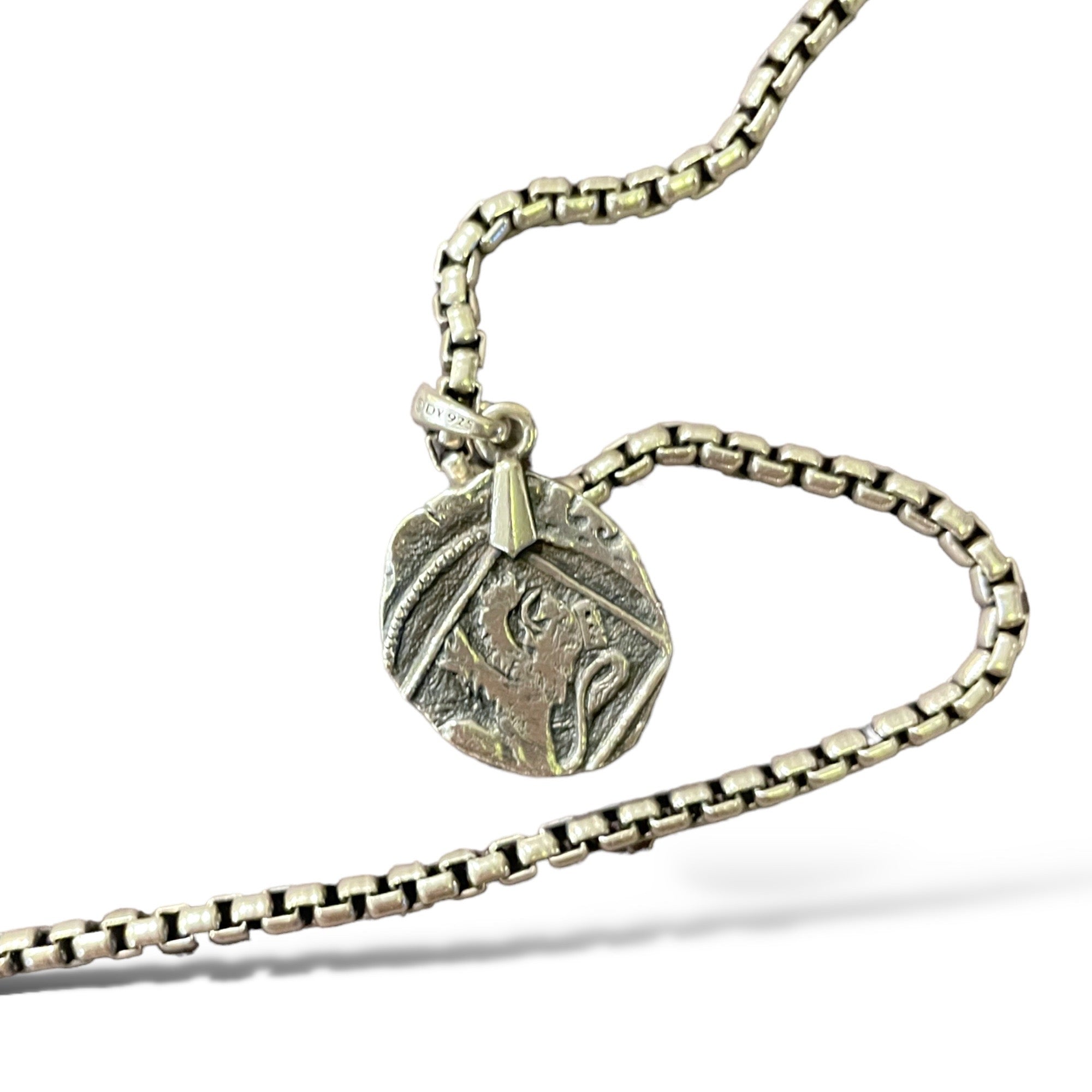 DAVID YURMAN 5.2mm Box Chain Necklace & Shipwreck Coin Amulet