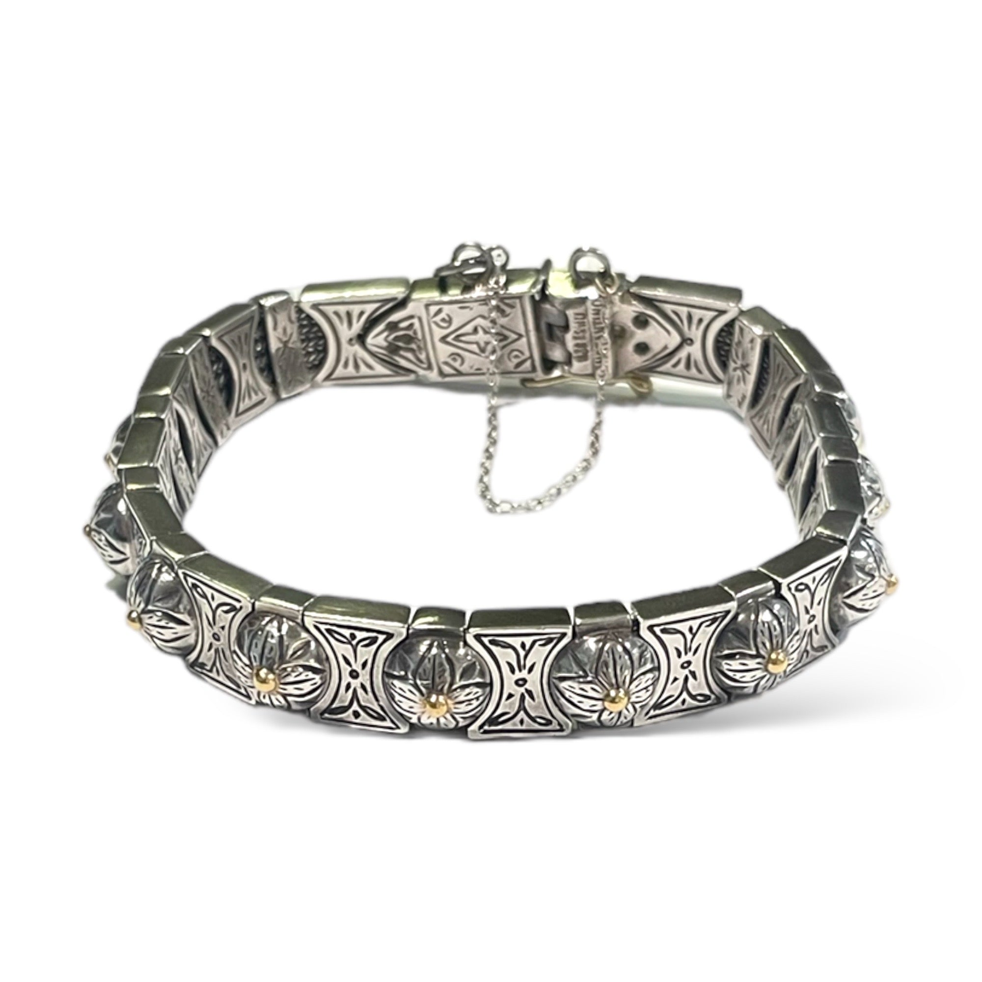 KONSTANTINO Sterling Silver & 18k Gold bracelet with mesh underlay