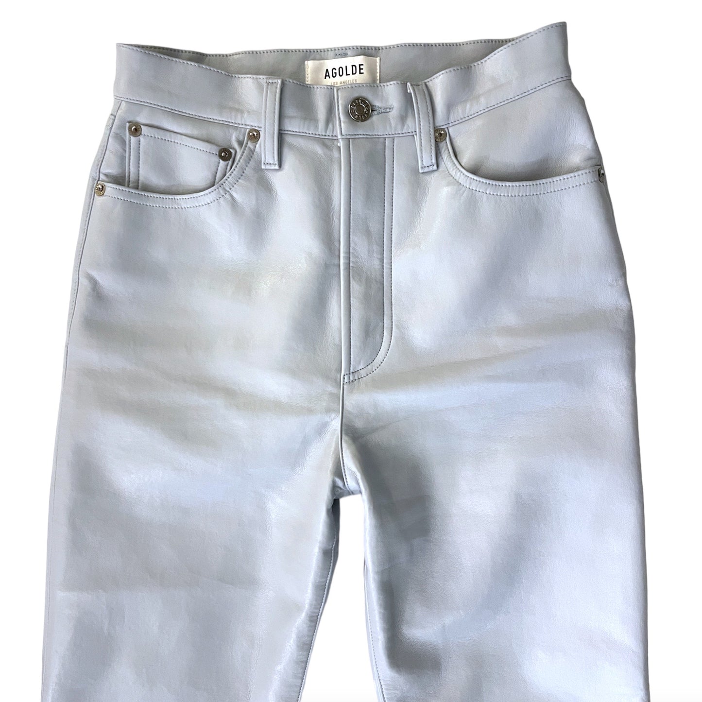 AGOLDE Straight Leg Periwinkle Colored Leather Pants |Size: XS|