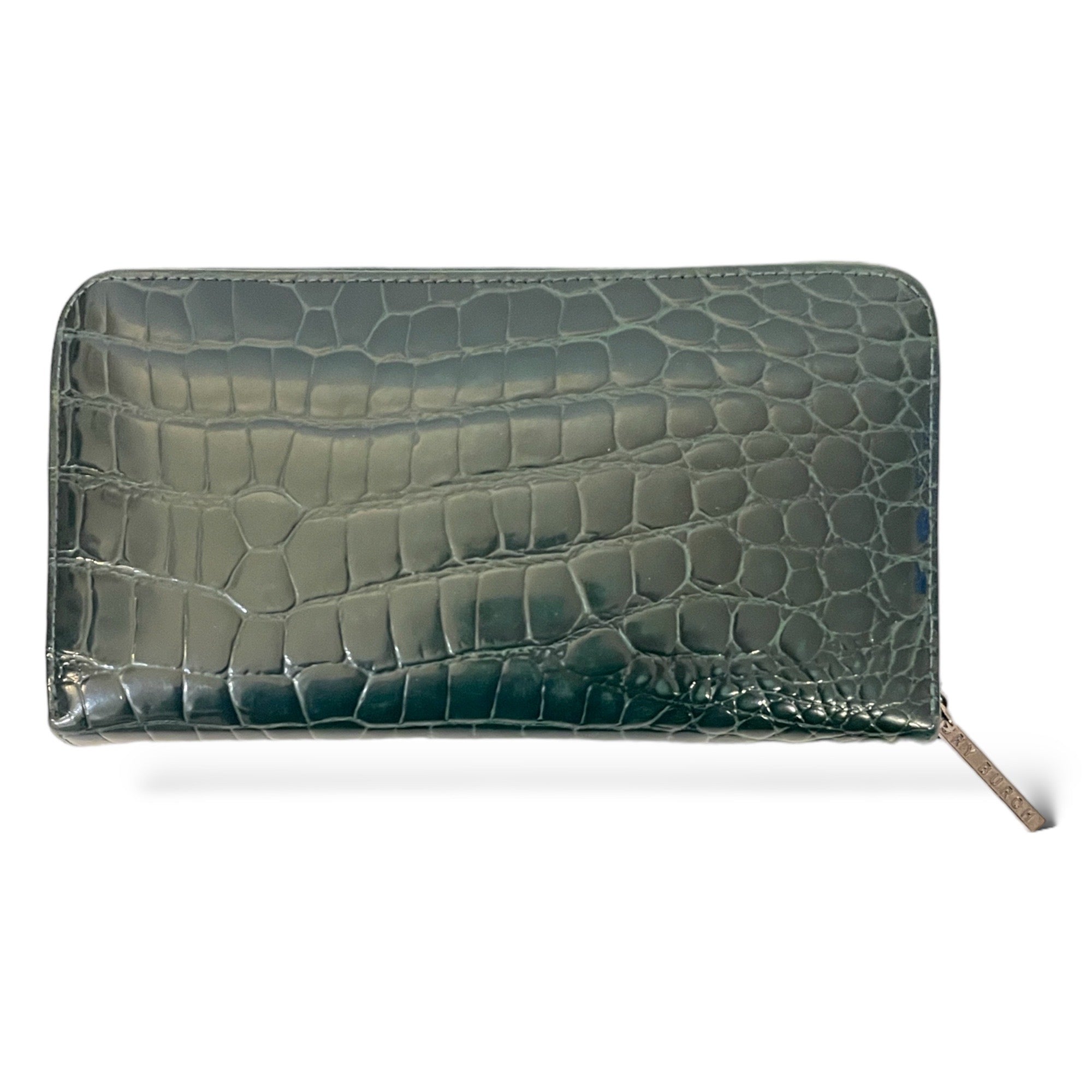 TORY BURCH Long Crocodile Embossed Zip Wallet