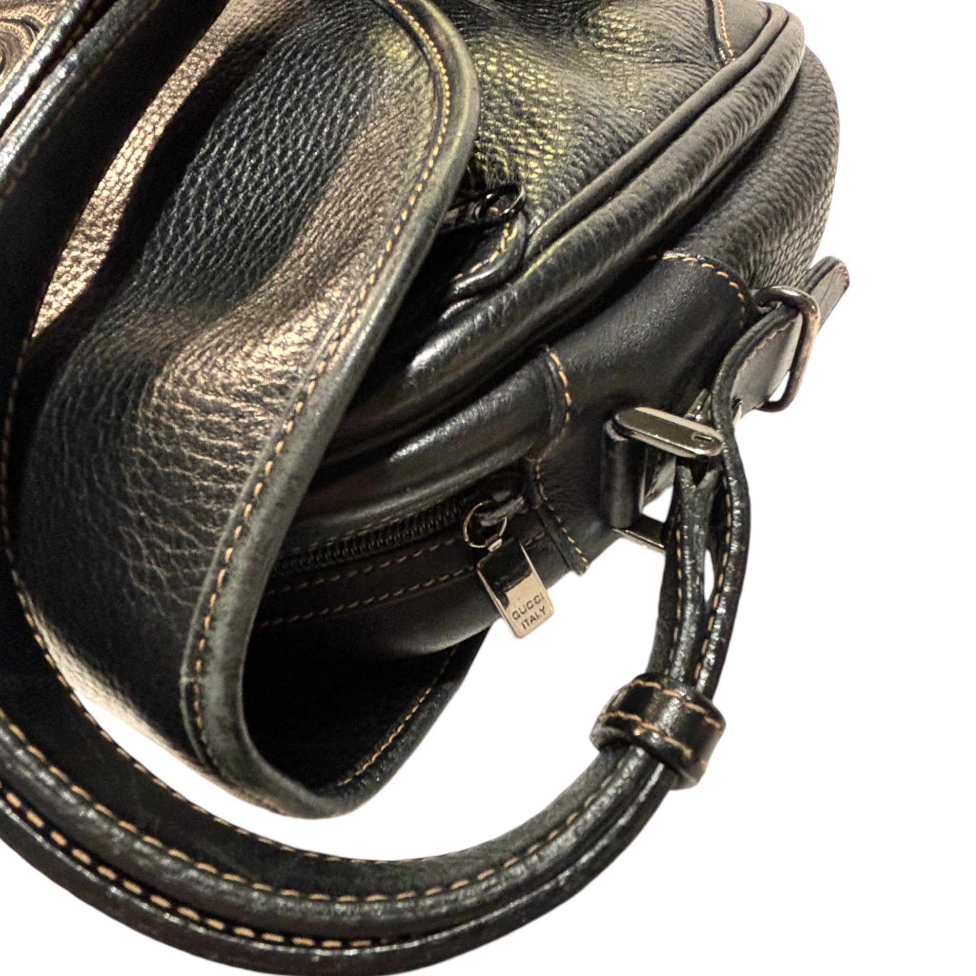 GUCCI Vintage Dark Navy Blue Leather Messenger Bag