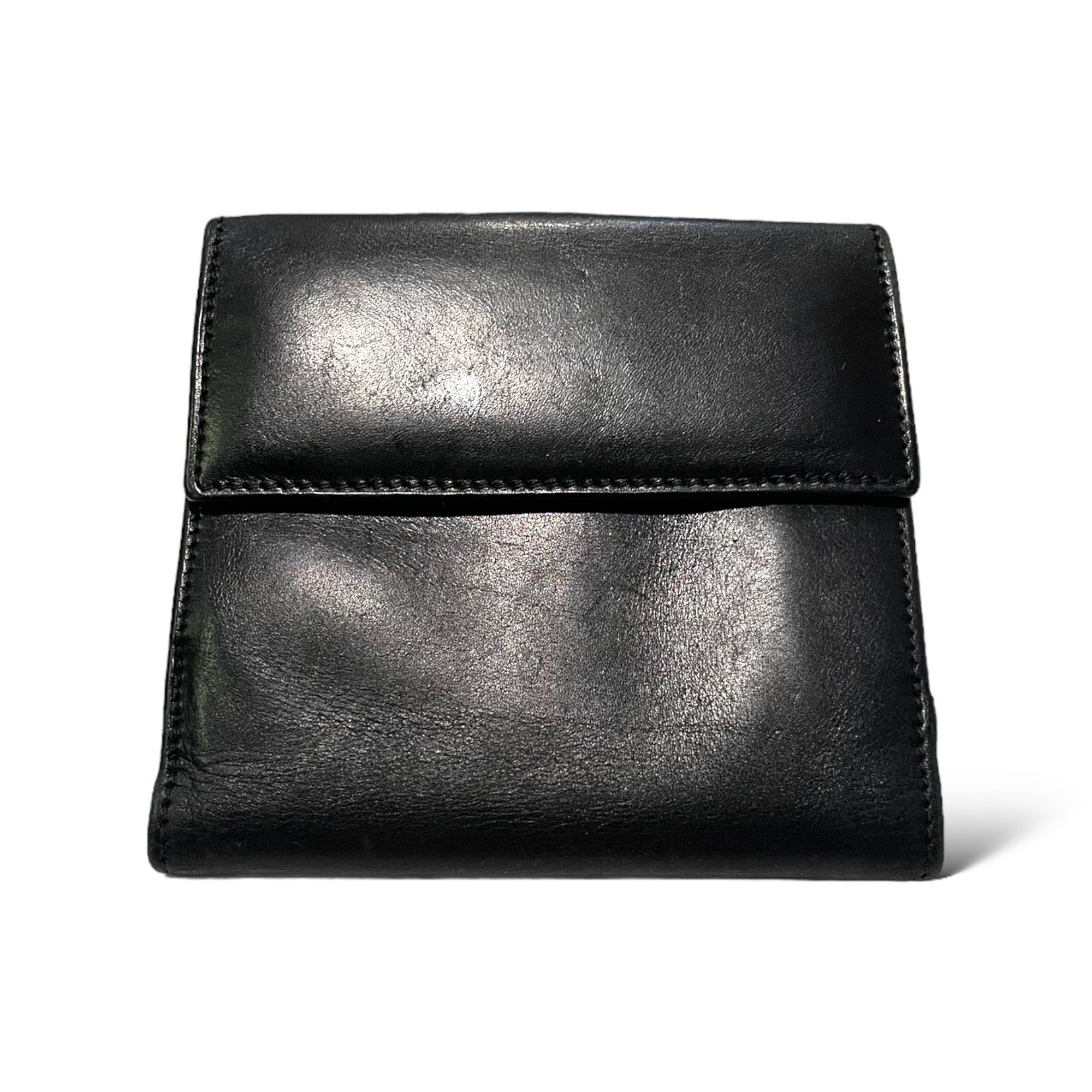 SALVATORE FERRAGAMO Vintage Leather Bi-Fold Wallet with Gold Logo Clasp