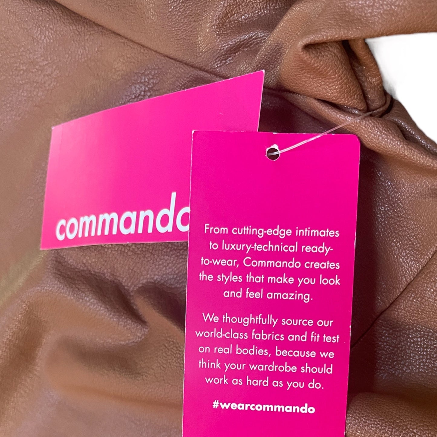 COMMANDO Faux Leather Long Sleeve Cocoa Brown Bodysuit | S |