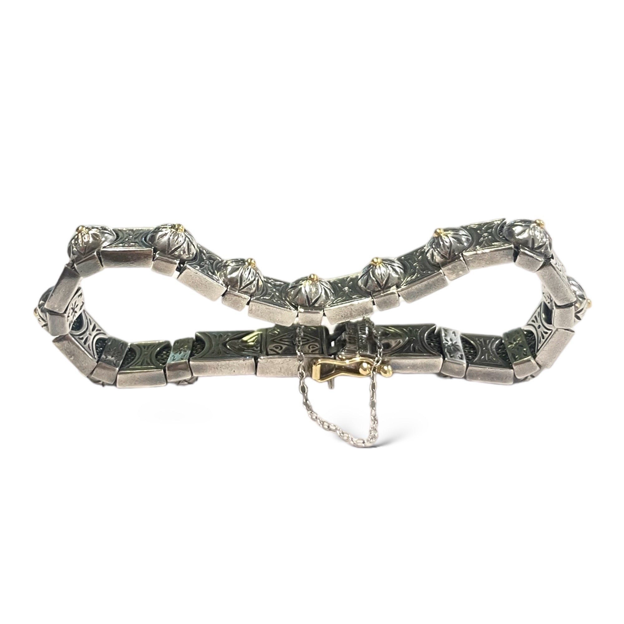 KONSTANTINO Sterling Silver & 18k Gold bracelet with mesh underlay