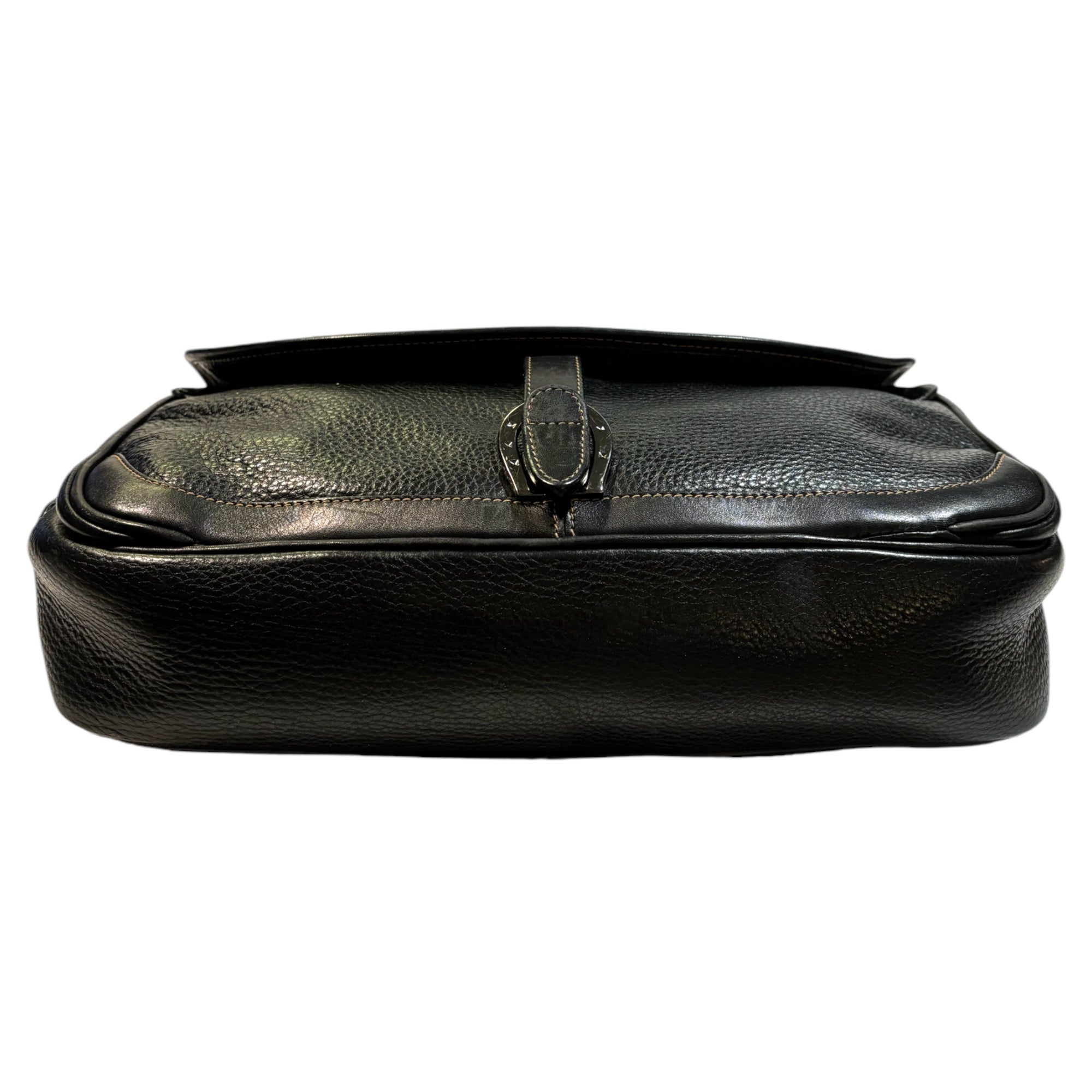 GUCCI Vintage Dark Navy Blue Leather Messenger Bag