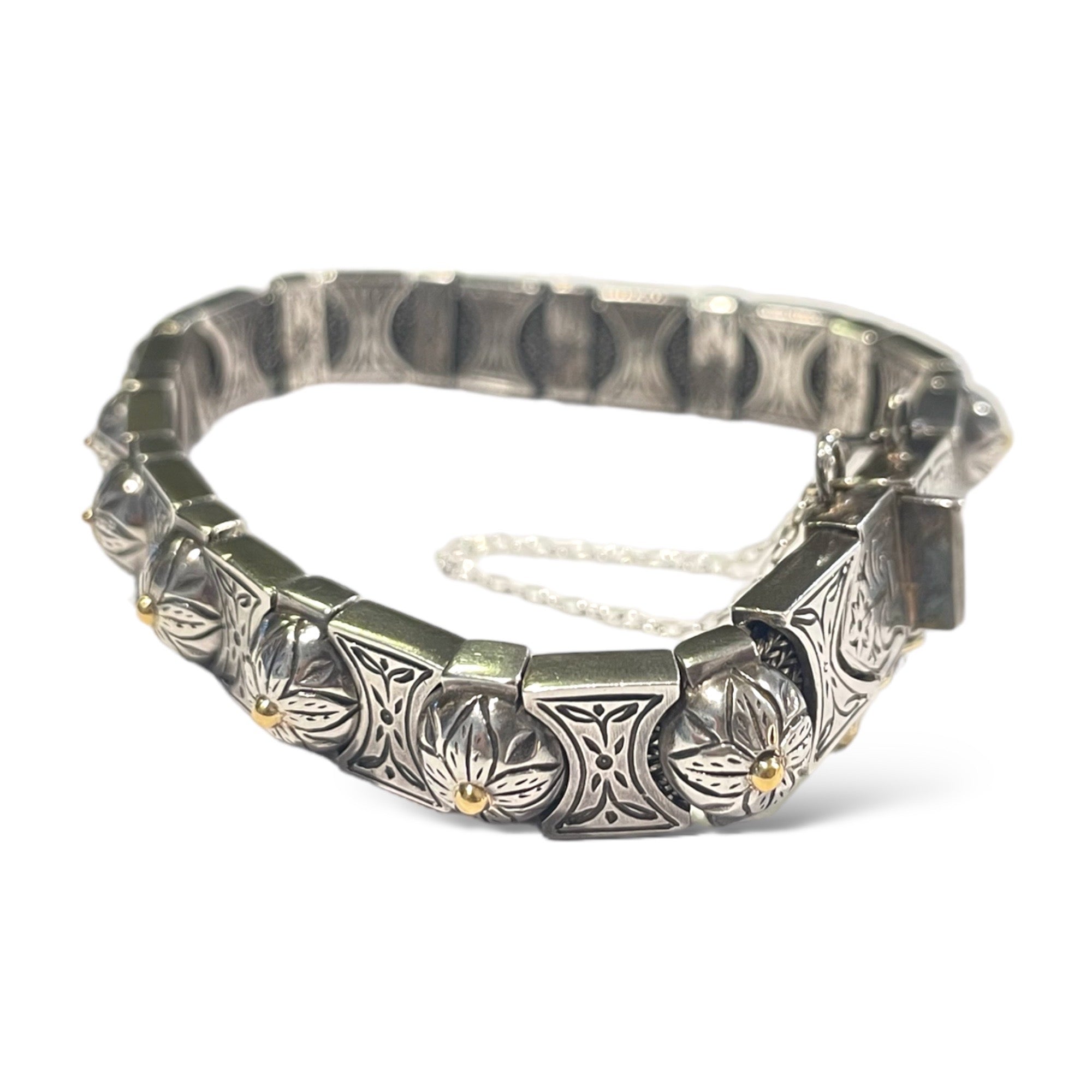 KONSTANTINO Sterling Silver & 18k Gold bracelet with mesh underlay