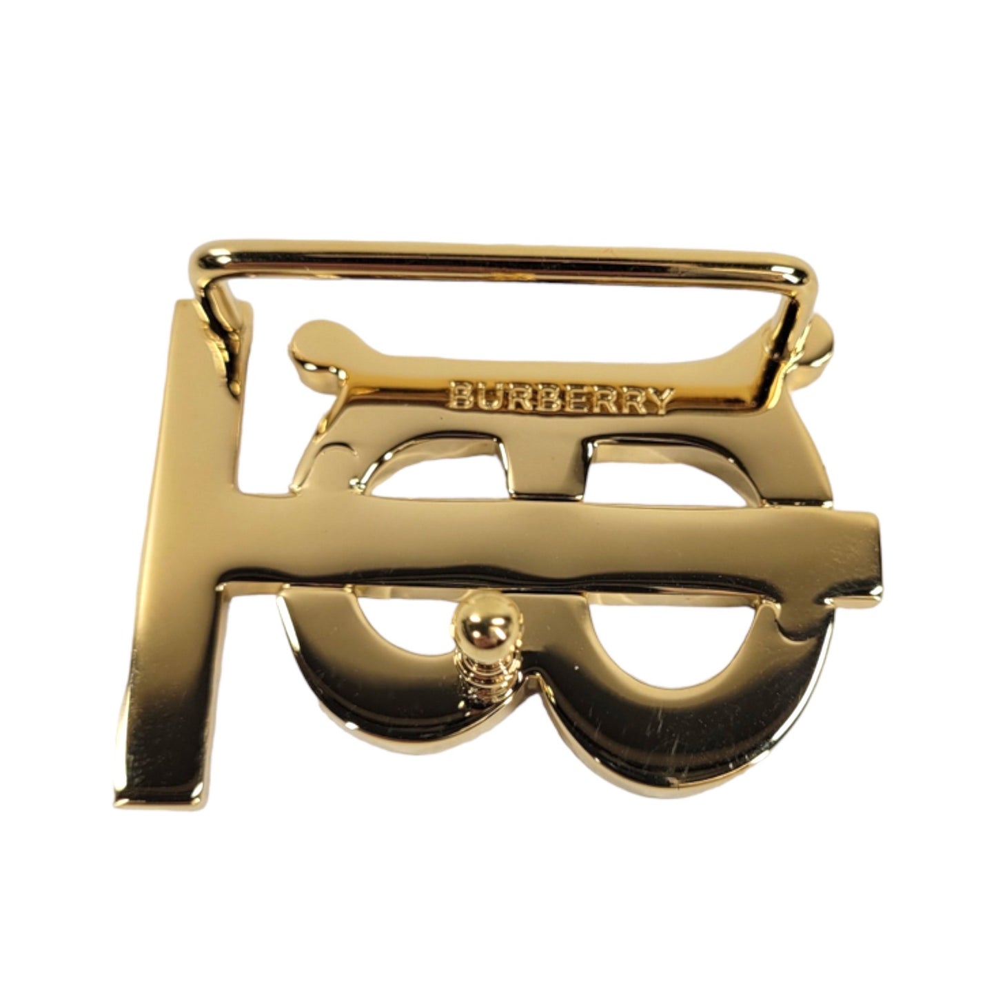 Burberry Gold-Tone TB Logo Buckle Reversible Black/Brown Leather Belt (SMALL)