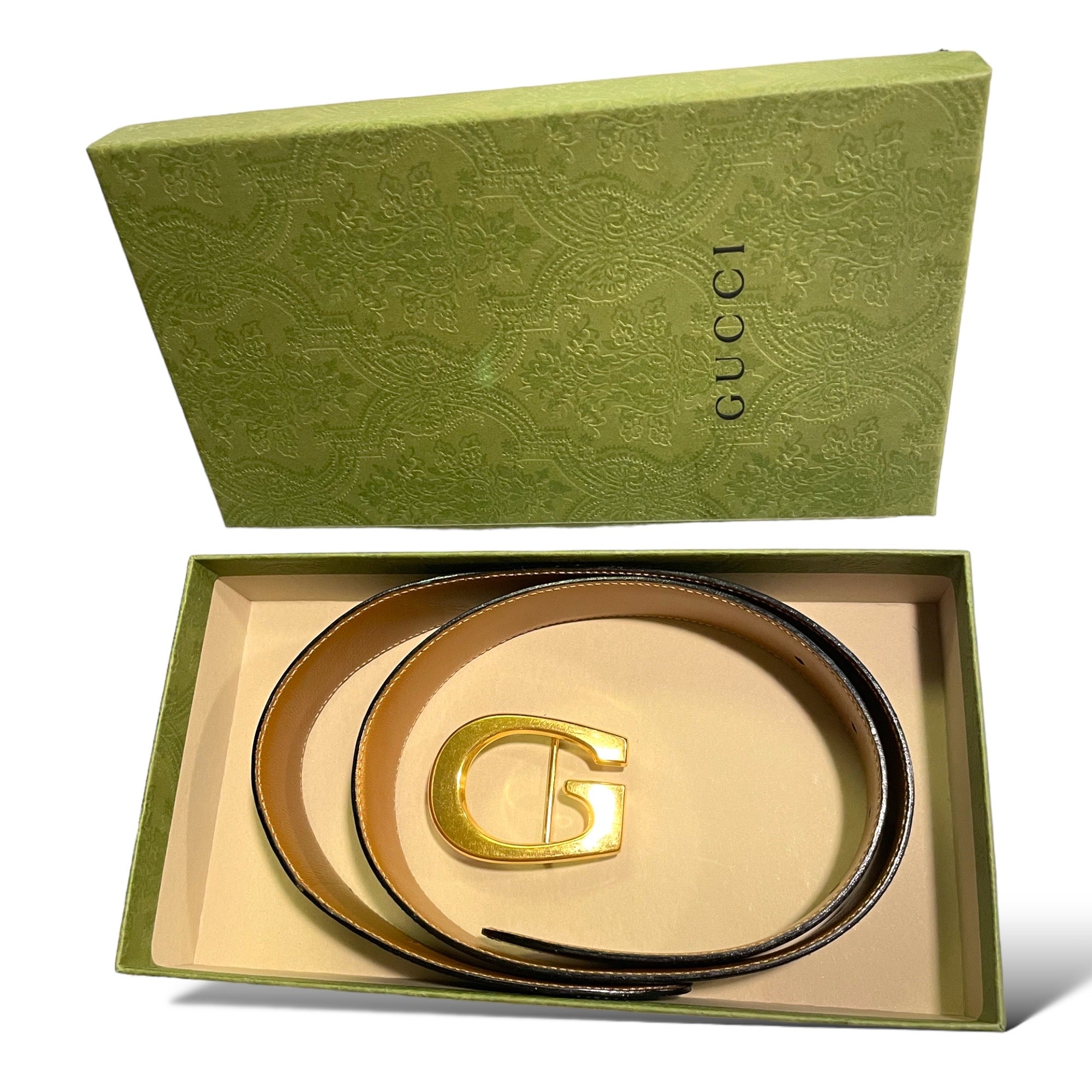 GUCCI Vintage Leather Belt with Removable Gold-Tone G Buckle |Size: 70/28|