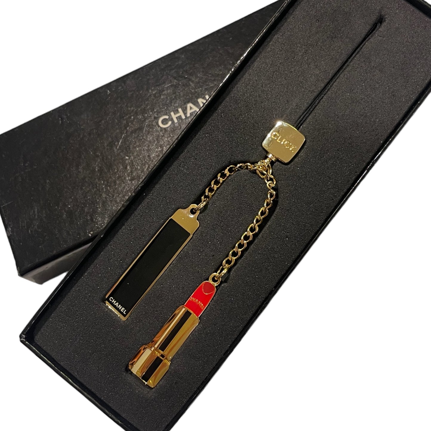 CHANEL Authentic Lipstick/Makeup Charms on Gold-Tone Chain