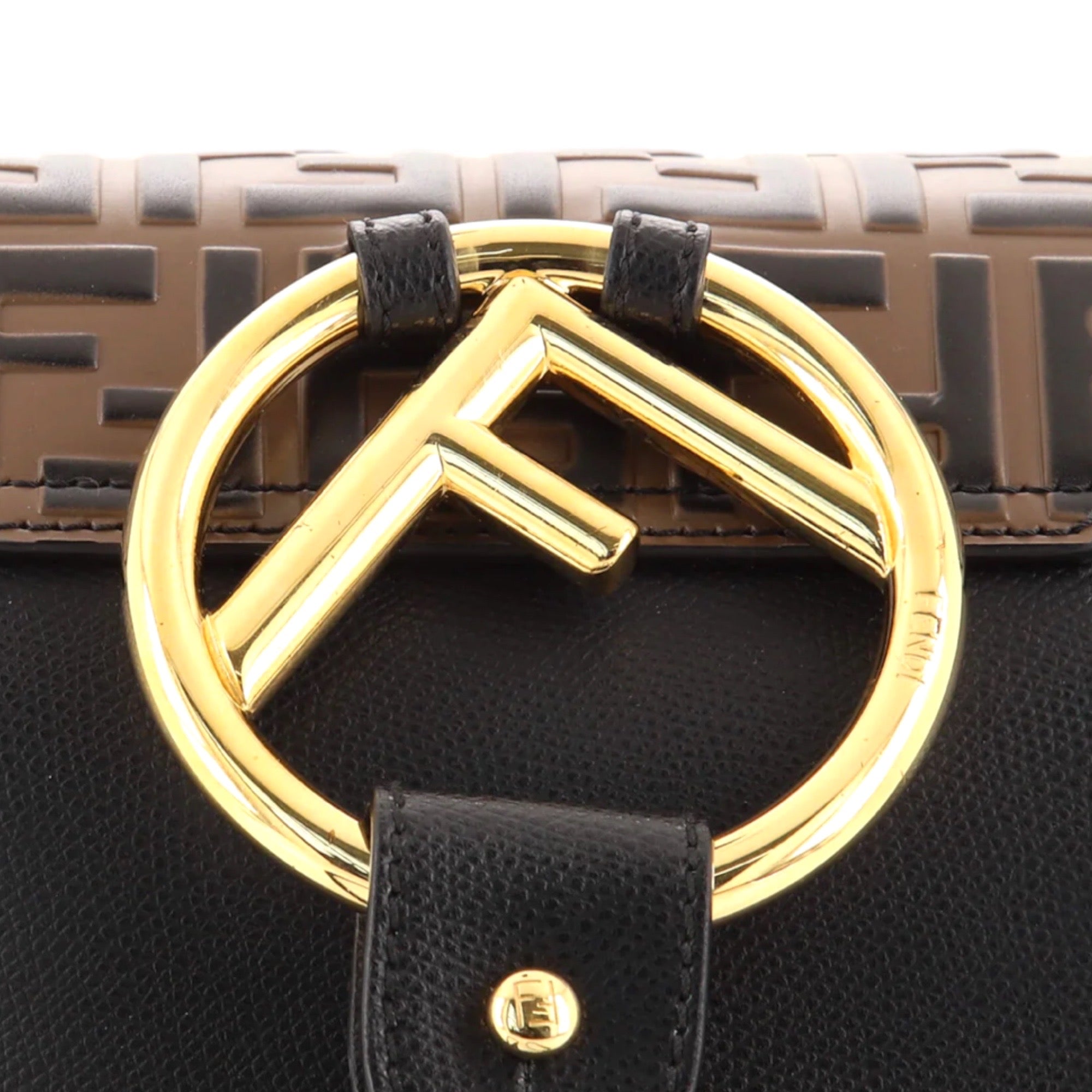 Fendi Drawstring Flap Backpack Leather with Zucca Embossed Detail
