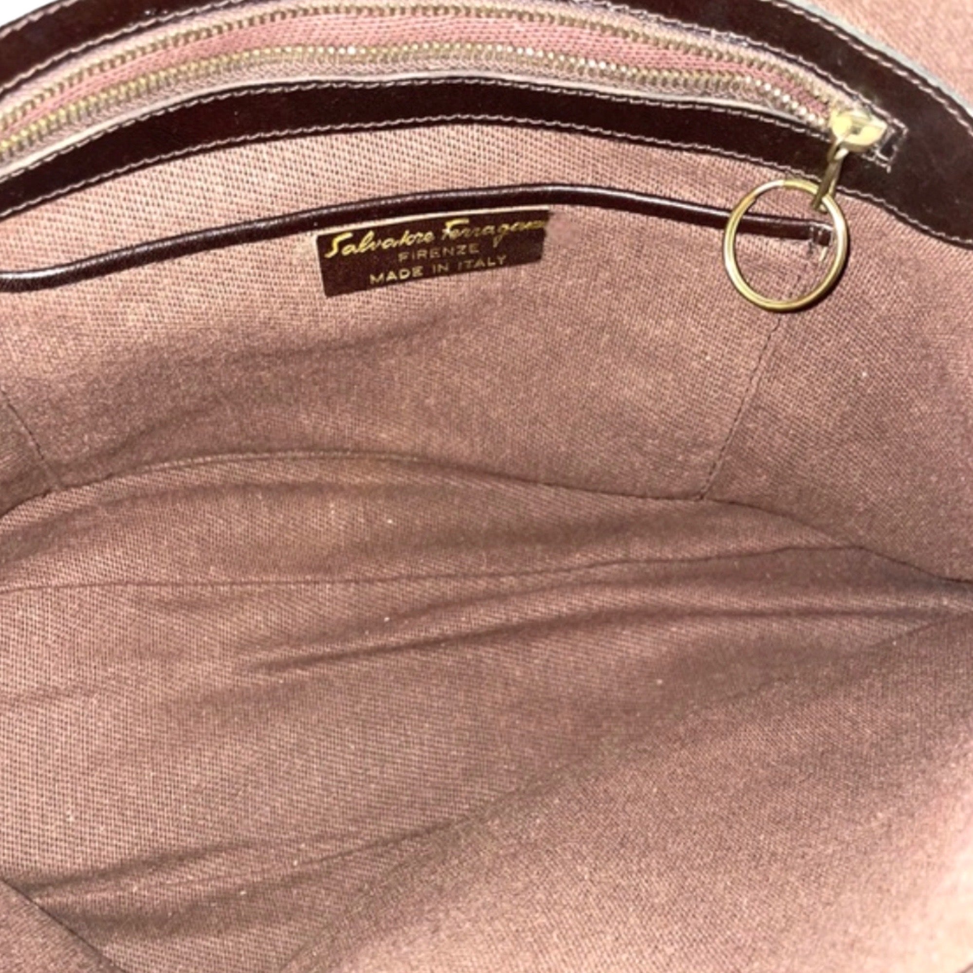 SALVATORE FERRAGAMO Vintage Suede Logo Clutch Bag/Tote with Leather Trim