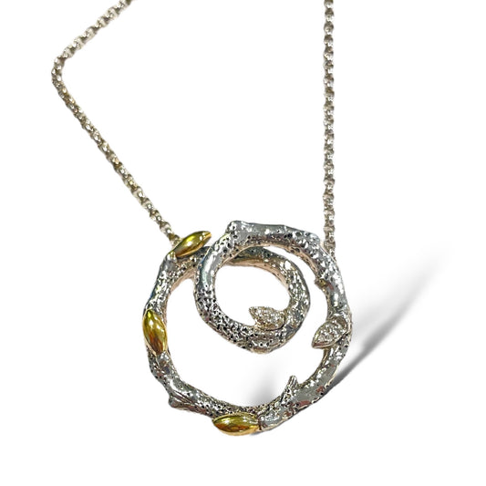 Stephen Dweck Circular Vine Pendant Necklace, 18k YG, .925 & Dweck Diamonds