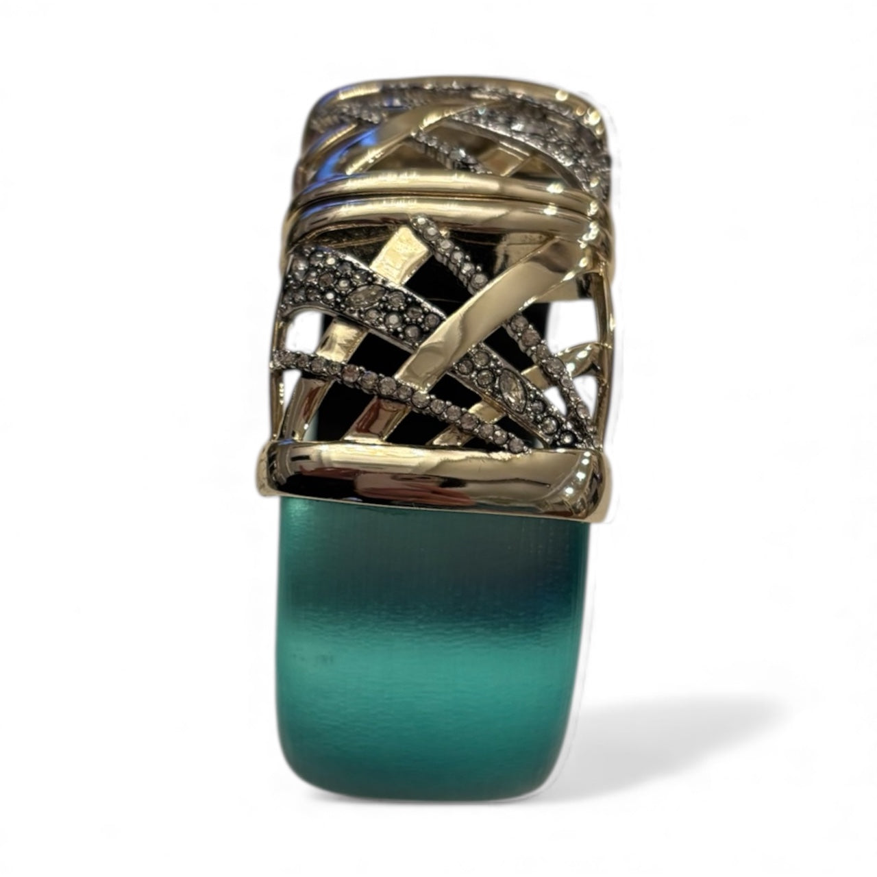 Alexis Bittar Lucite & Crystal Hinged Bangle Bracelet