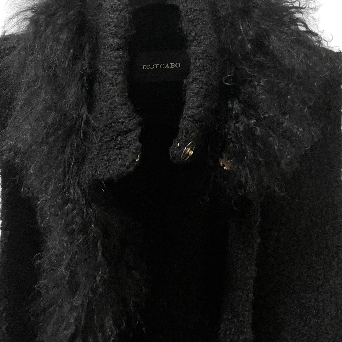 DOLCE CABO Wool Vest with Real Tibet Lamb Fur Trim |Size: M|