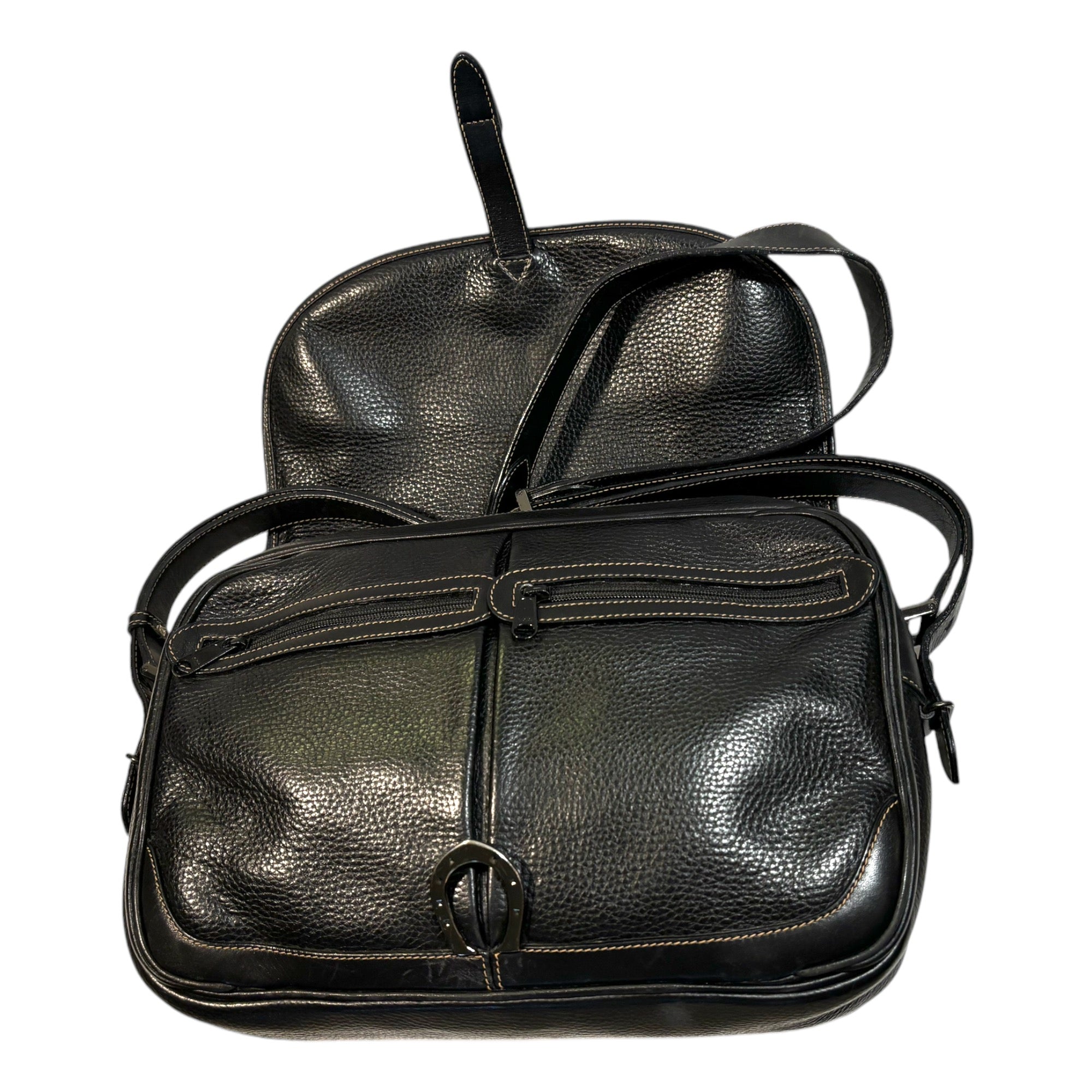 GUCCI Vintage Dark Navy Blue Leather Messenger Bag