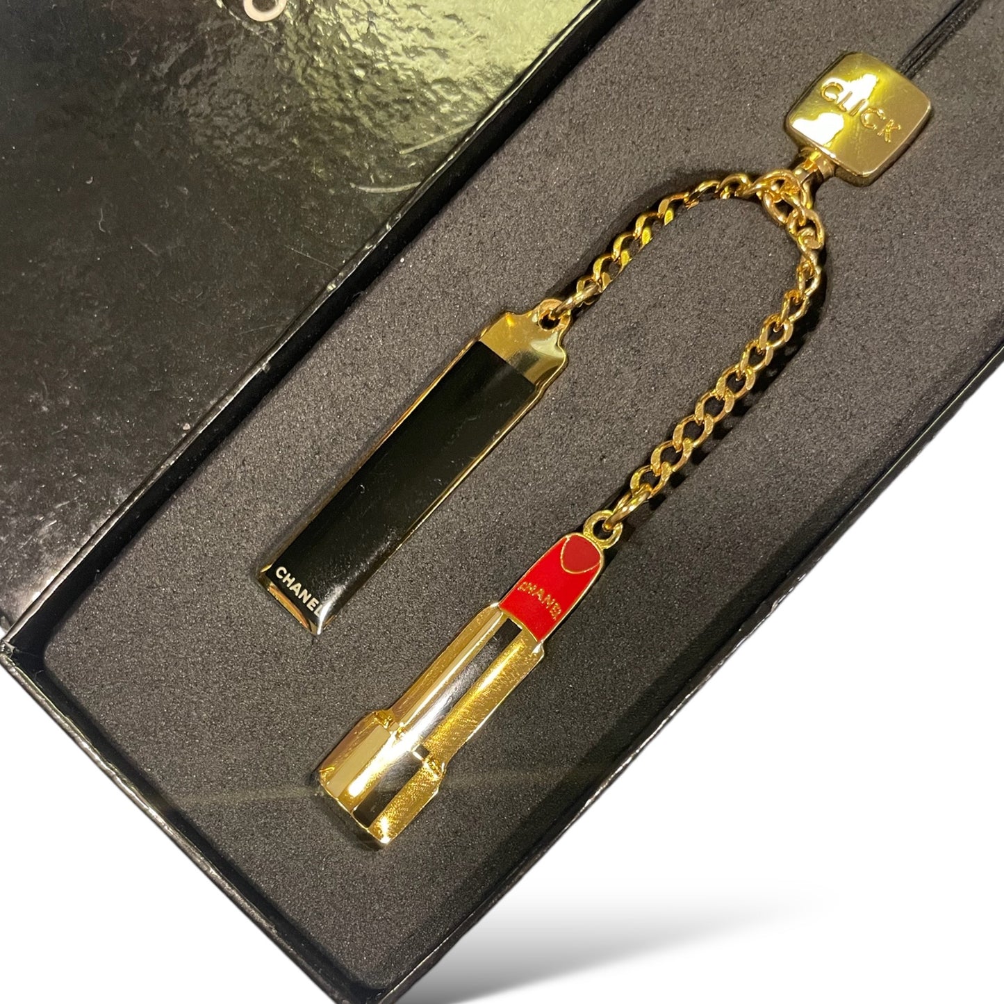 CHANEL Authentic Lipstick/Makeup Charms on Gold-Tone Chain