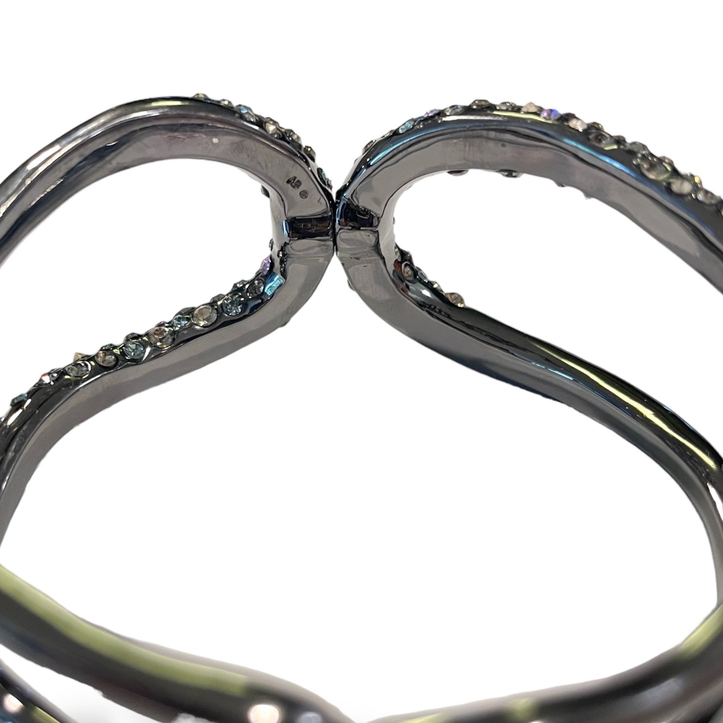 ALEXIS BITTAR Crystal Encrusted Rhodium Tone Metal Hinge Cuff