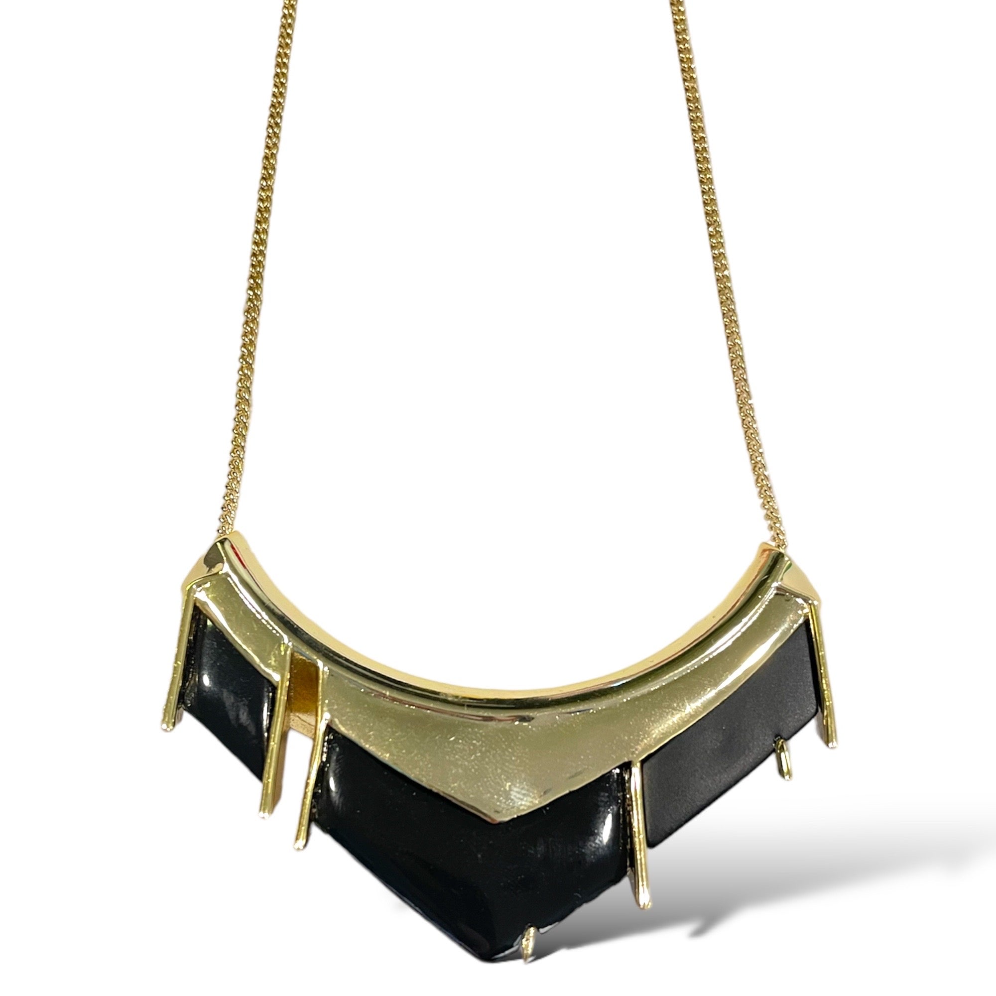 ALEXIS BITTAR Long Gold Tone & Pendant Statement Necklace