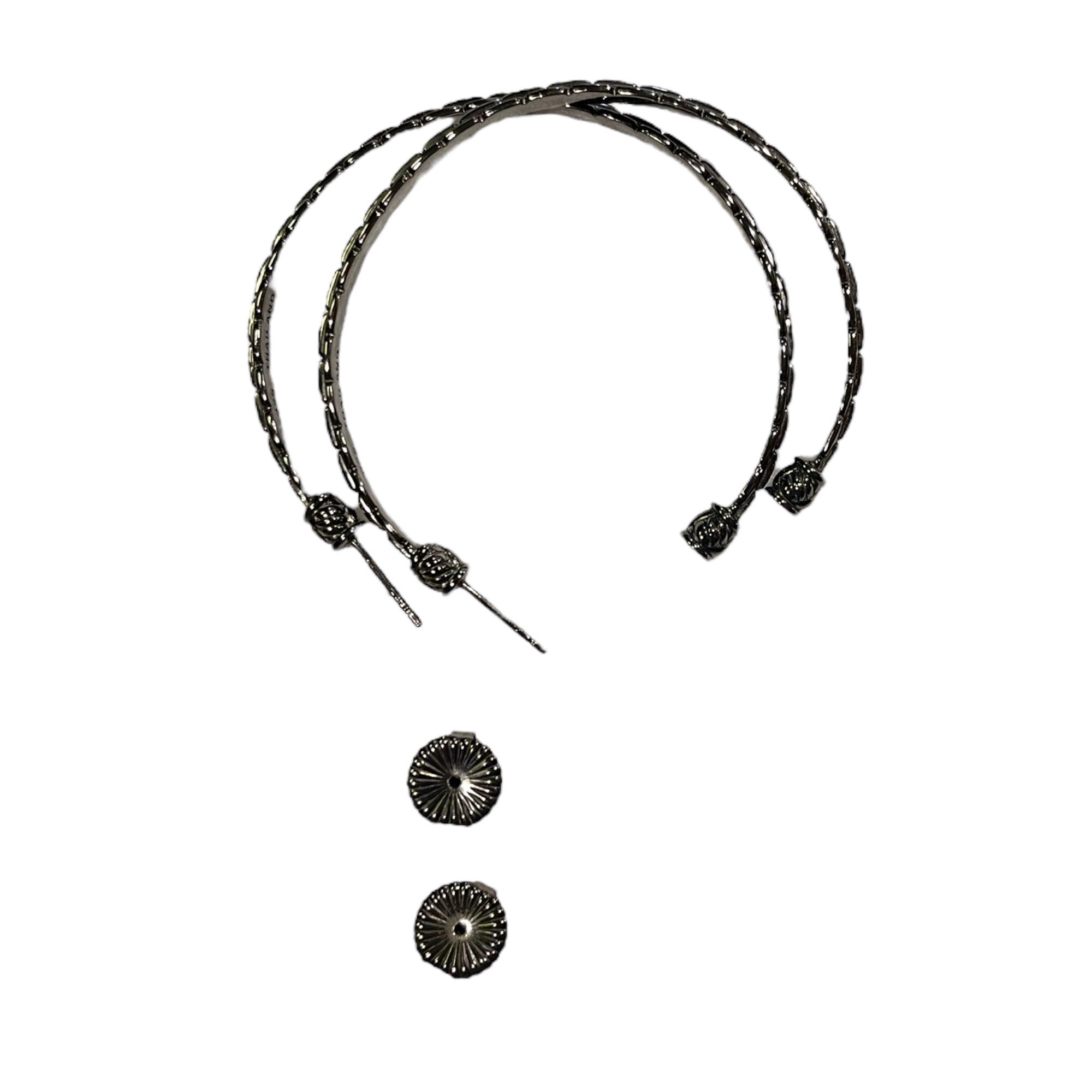 JOHN HARDY x JAI .925 Pewter Tone Large Hoop Earrings