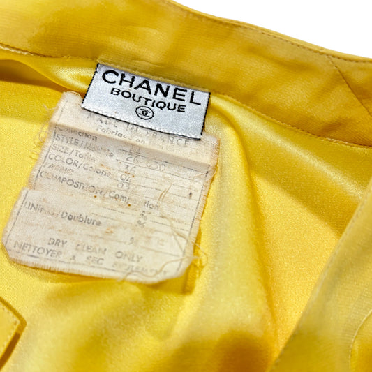 Chanel Silk CC Logo Canary Yellow Blouse CC Gold Tone Button Detail - photo 2 of 8