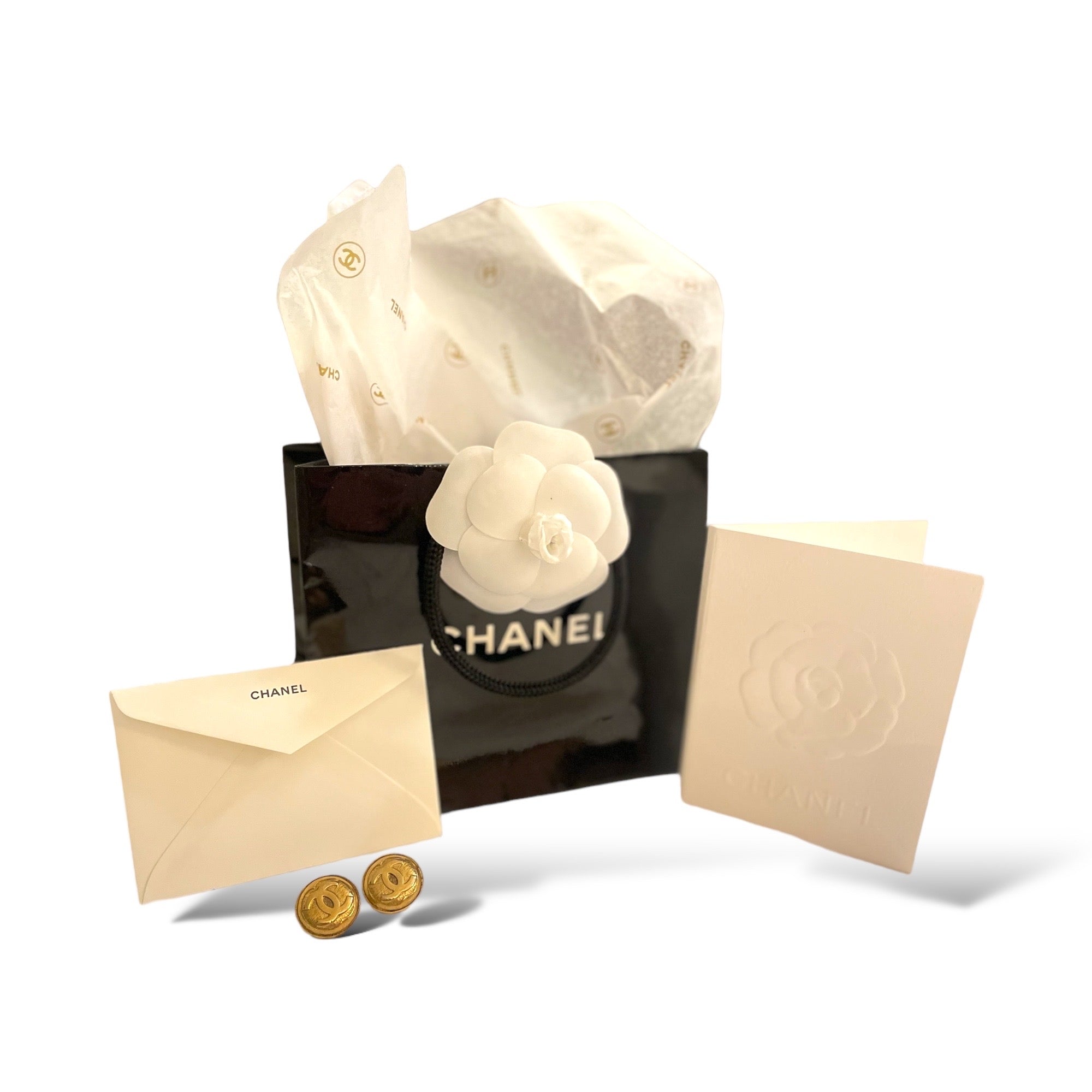 CHANEL Vintage AUTHENTIC Gold Metal CC Interlocking Logo Buttons (Two)