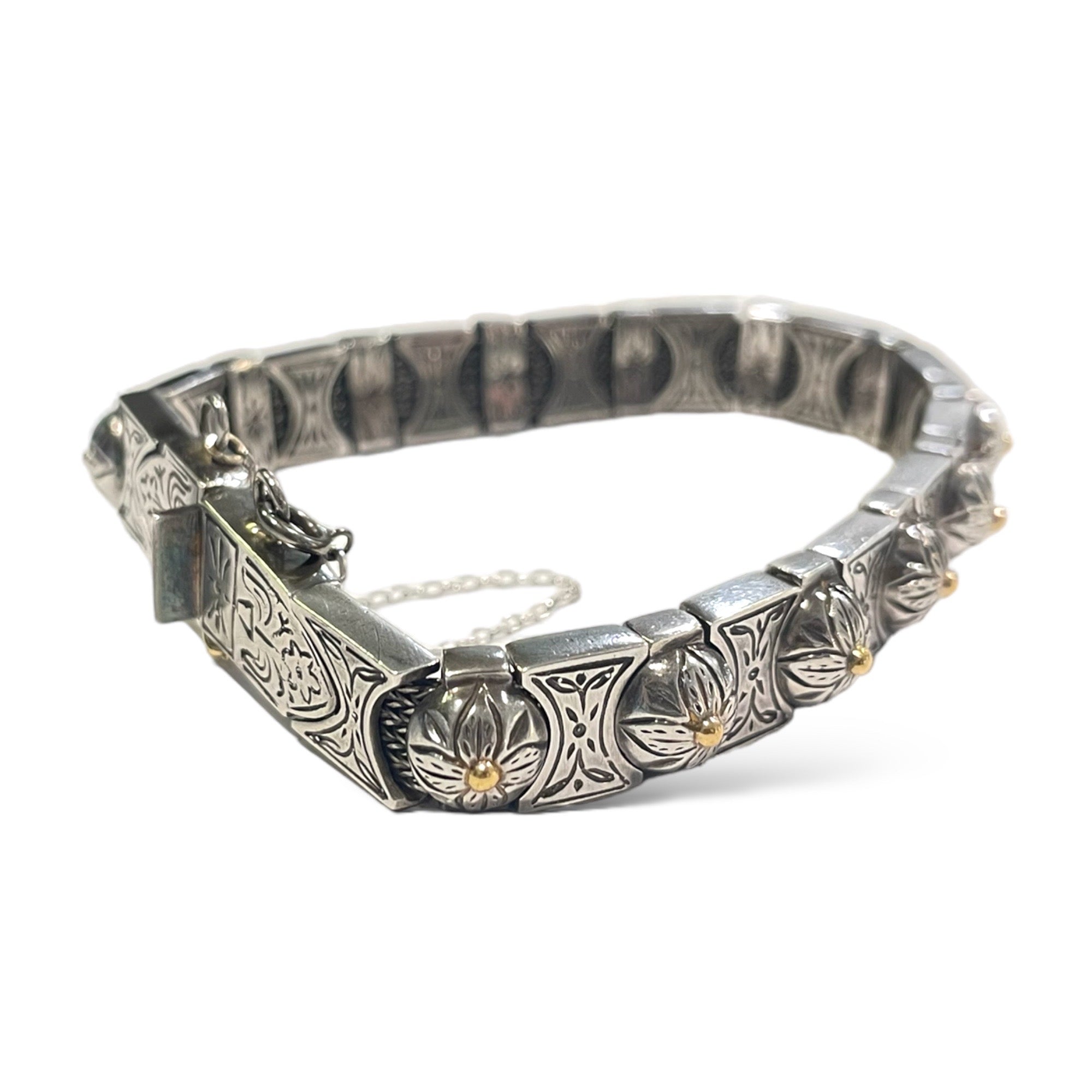 KONSTANTINO Sterling Silver & 18k Gold bracelet with mesh underlay