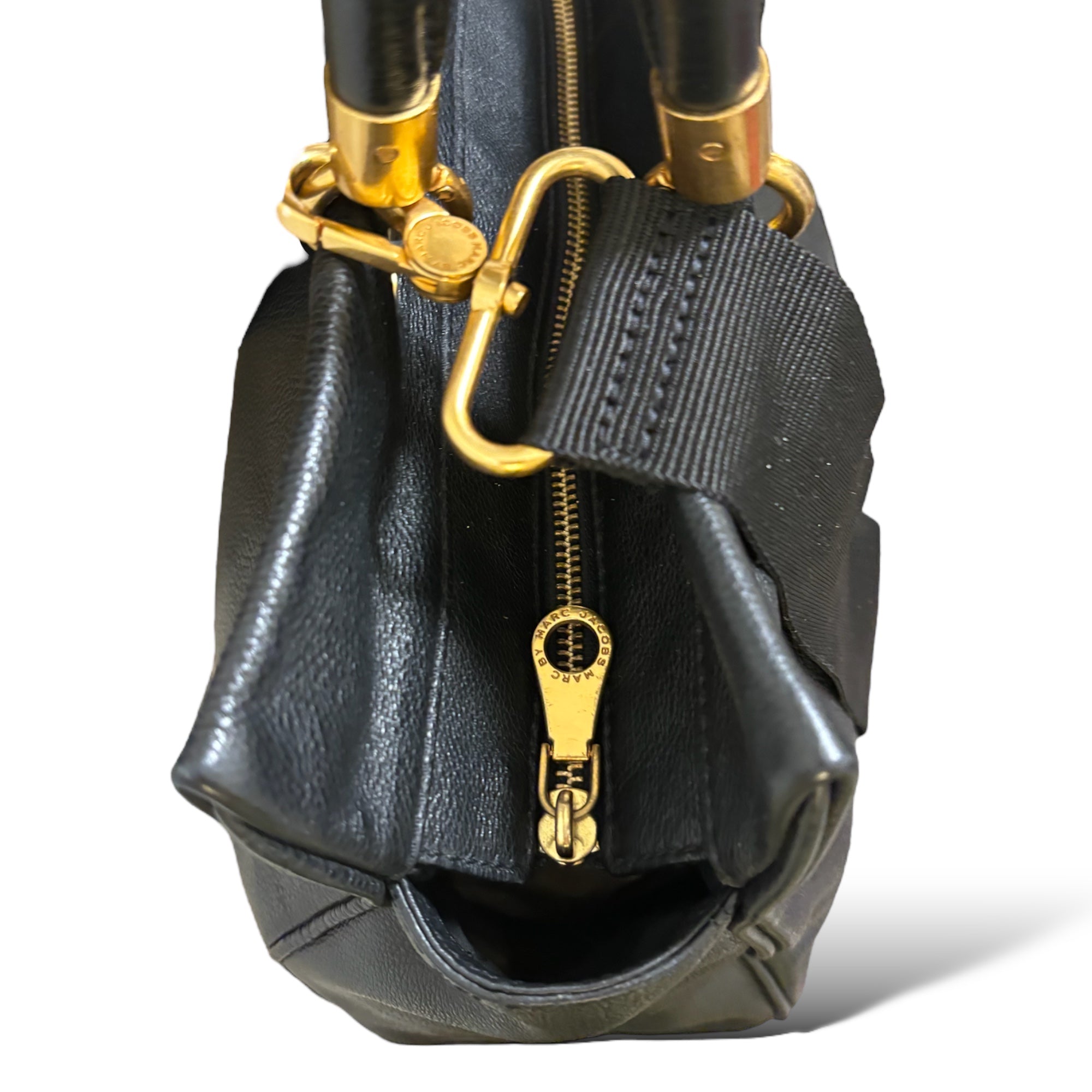 Marc By Marc Jacobs Too Hot To Handle Black/Gold Hardware Leather Tote/Crossbody