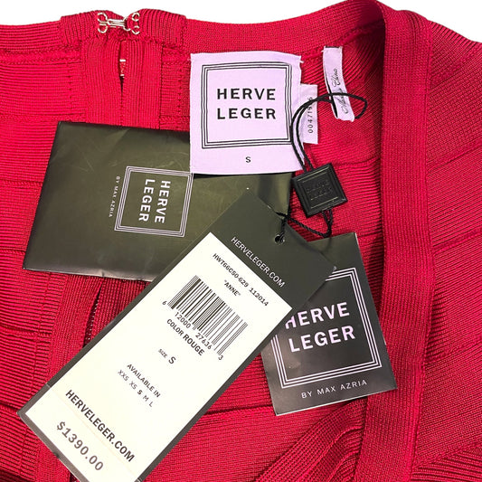 Hervé Léger "Anne" Dress in Rouge with Draped Fringe Insert - photo 2 of 12