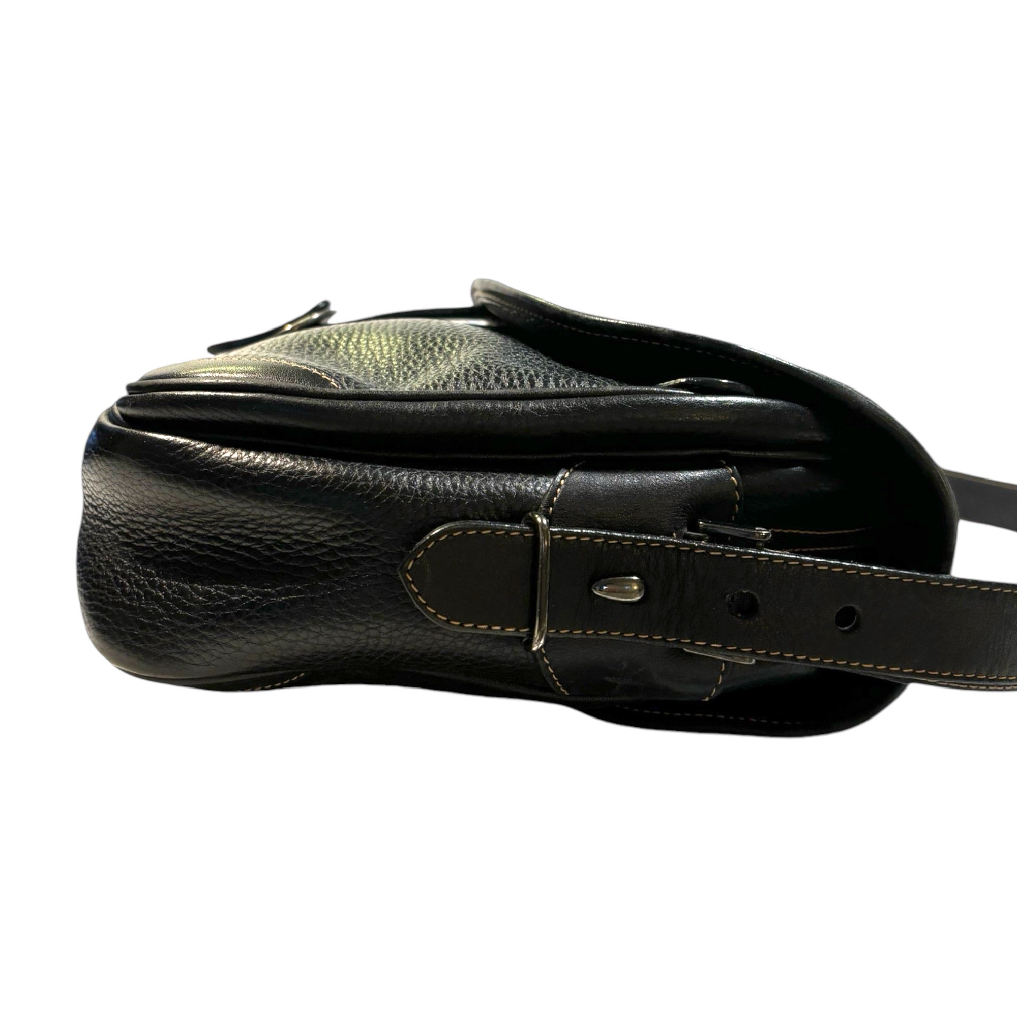 GUCCI Vintage Dark Navy Blue Leather Messenger Bag