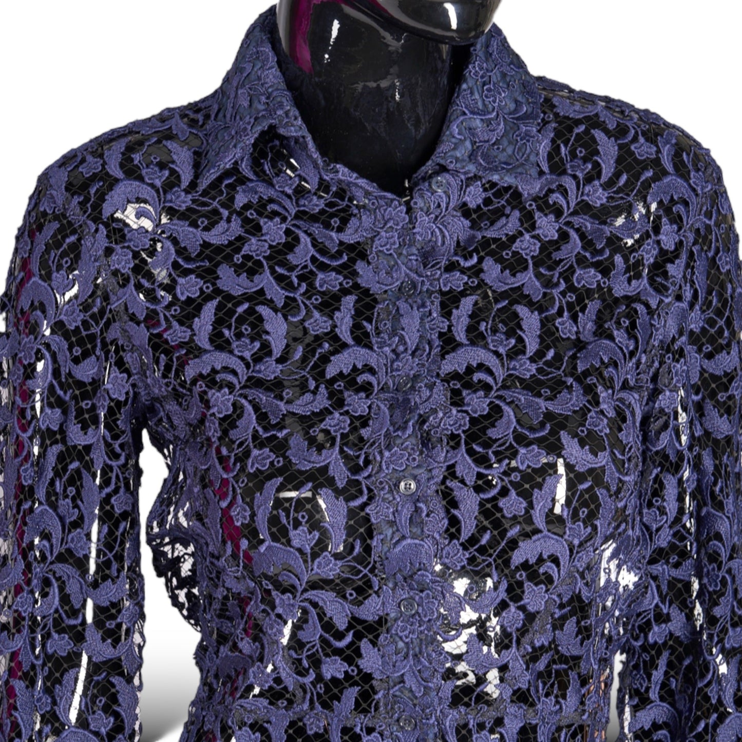 AZZEDINE ALAÏA Long Sleeve Peplum Back Lace Blouse               |Size:42|