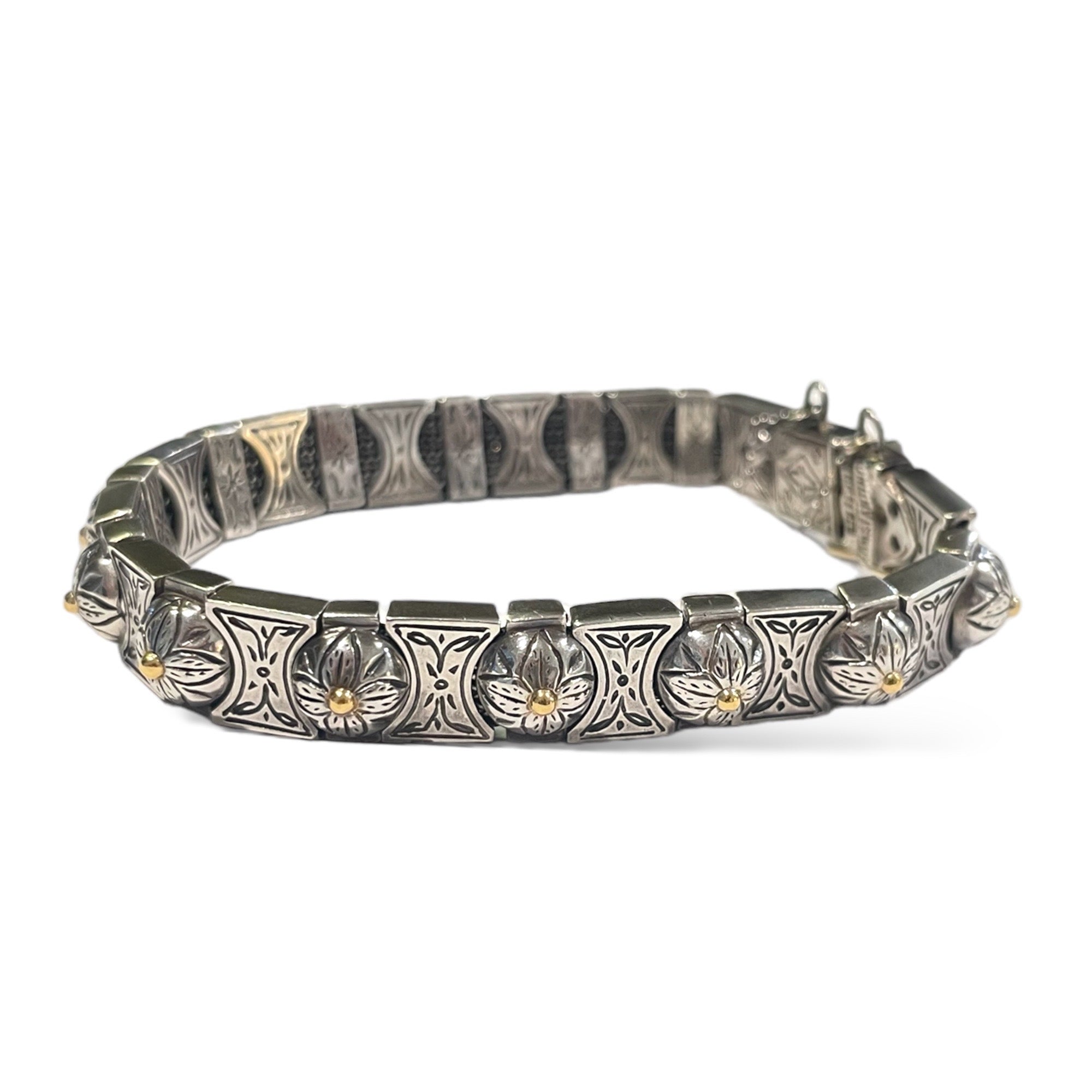 KONSTANTINO Sterling Silver & 18k Gold bracelet with mesh underlay