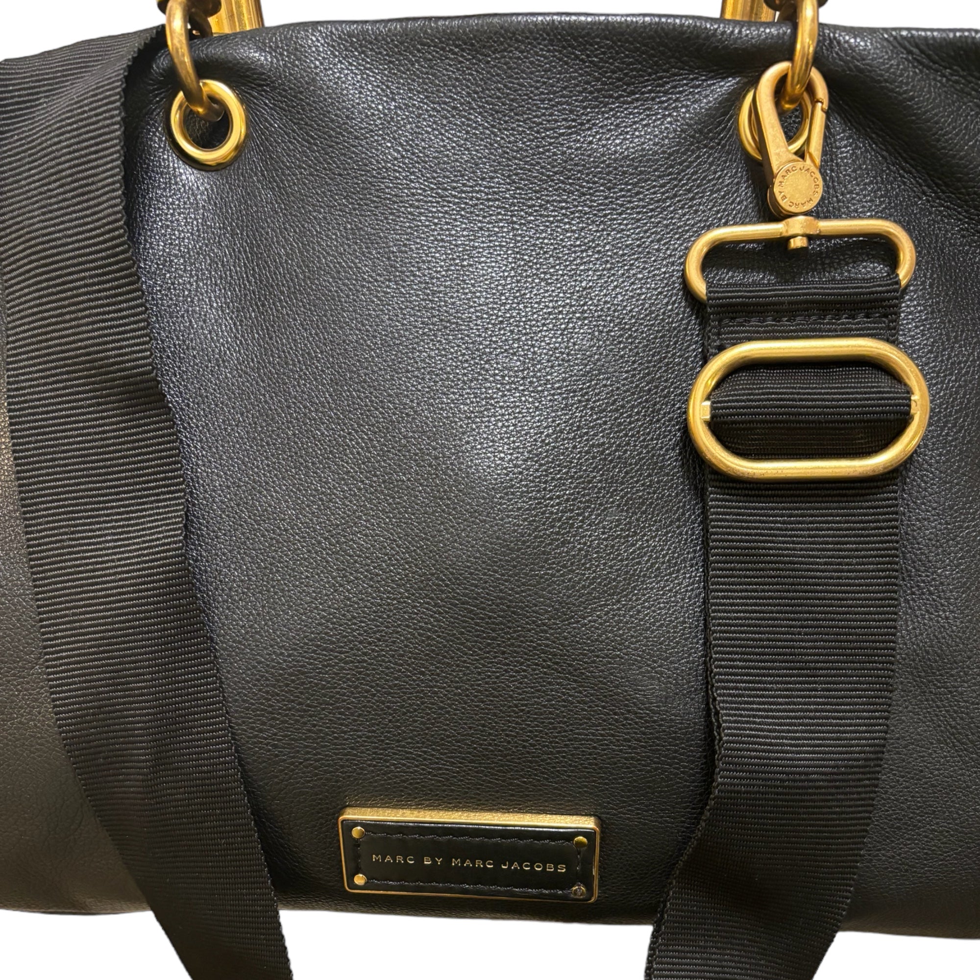 Marc By Marc Jacobs Too Hot To Handle Black/Gold Hardware Leather Tote/Crossbody