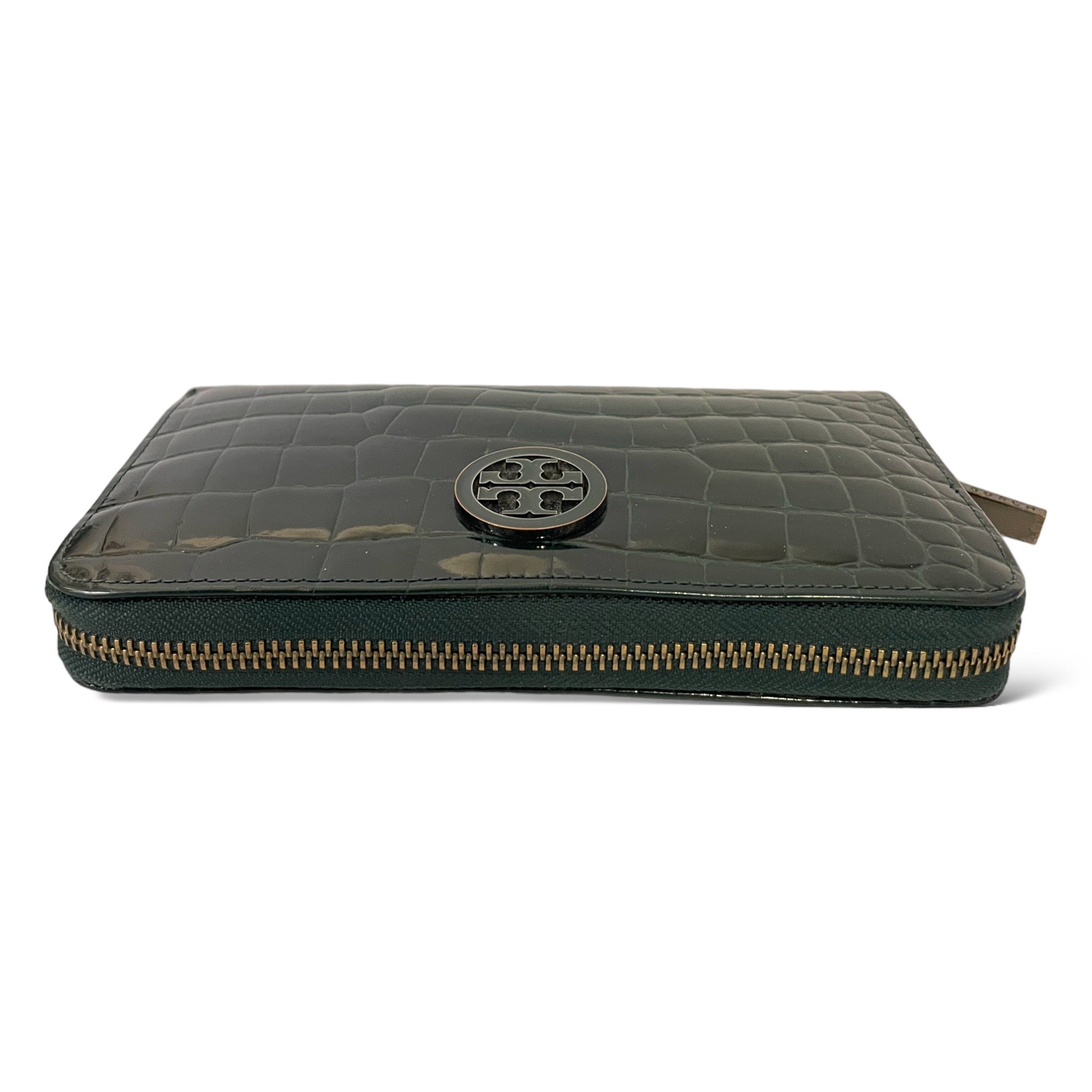 TORY BURCH Long Crocodile Embossed Zip Wallet