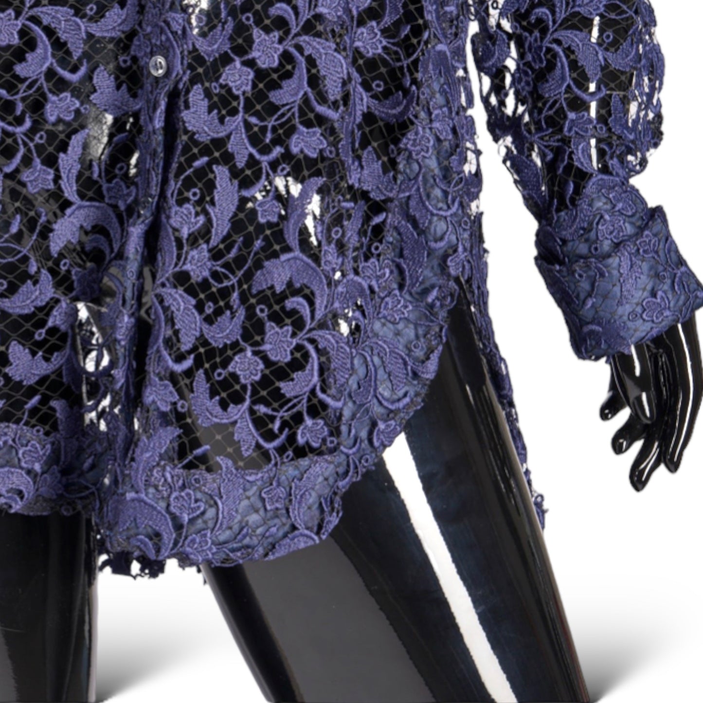 AZZEDINE ALAÏA Long Sleeve Peplum Back Lace Blouse               |Size:42|