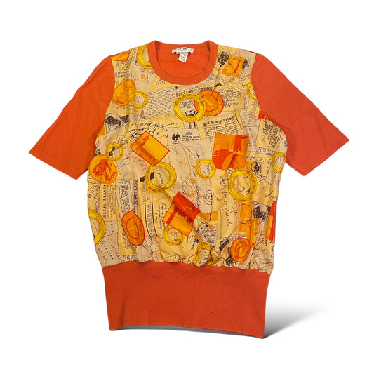 CELINE PARIS Silk & Wool Made in Italy Short Sleeve Top 
|Size: 42|