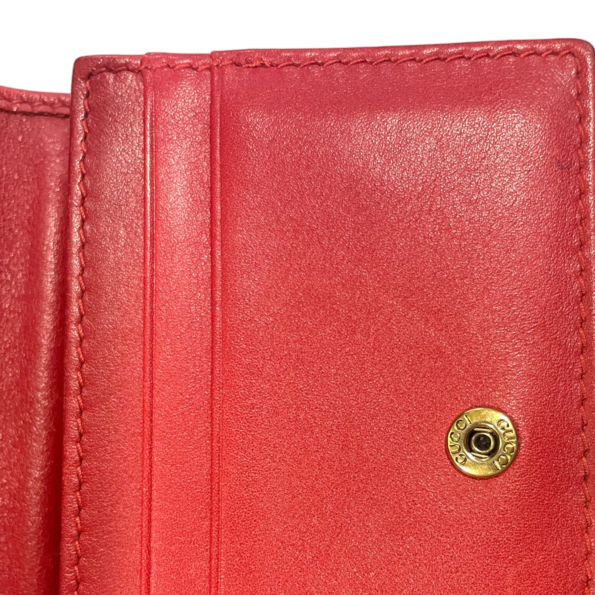 GUCCI GG MARMONT RED MATELASSÉ LEATHER CARD CASE WALLET