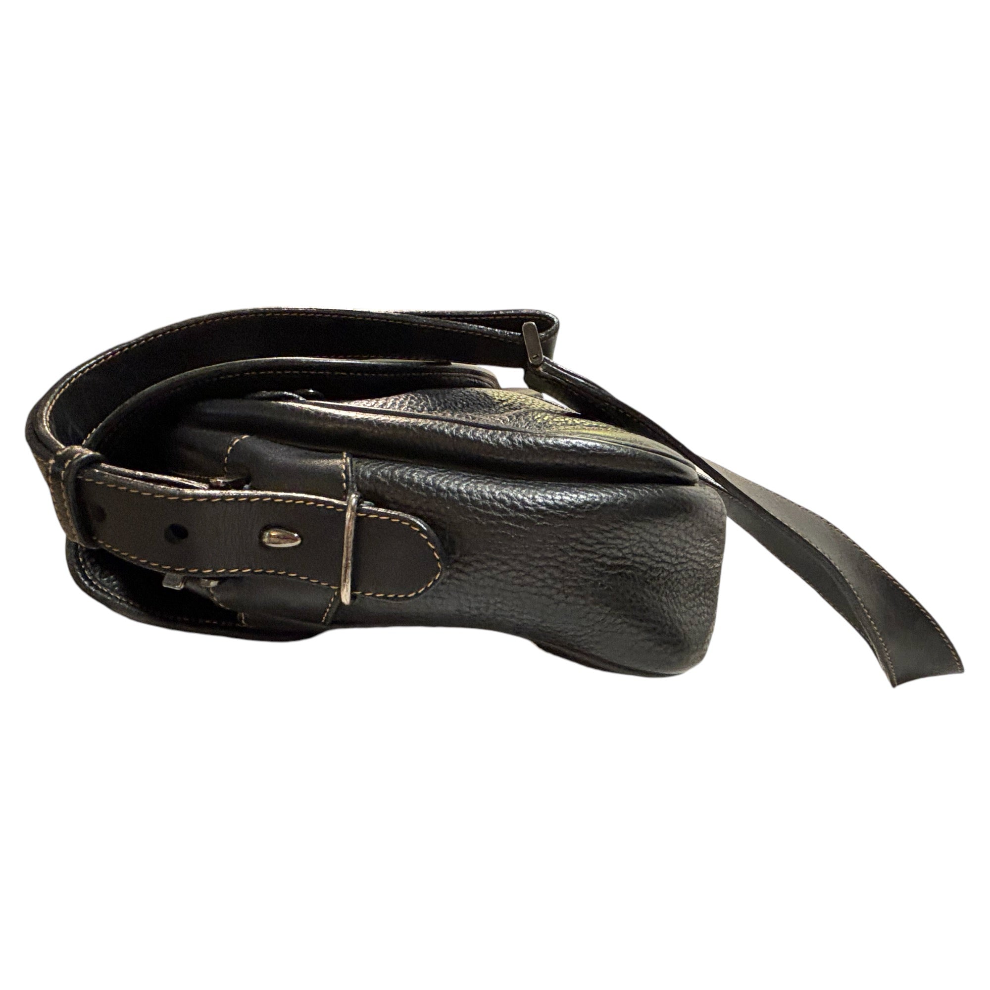 GUCCI Vintage Dark Navy Blue Leather Messenger Bag